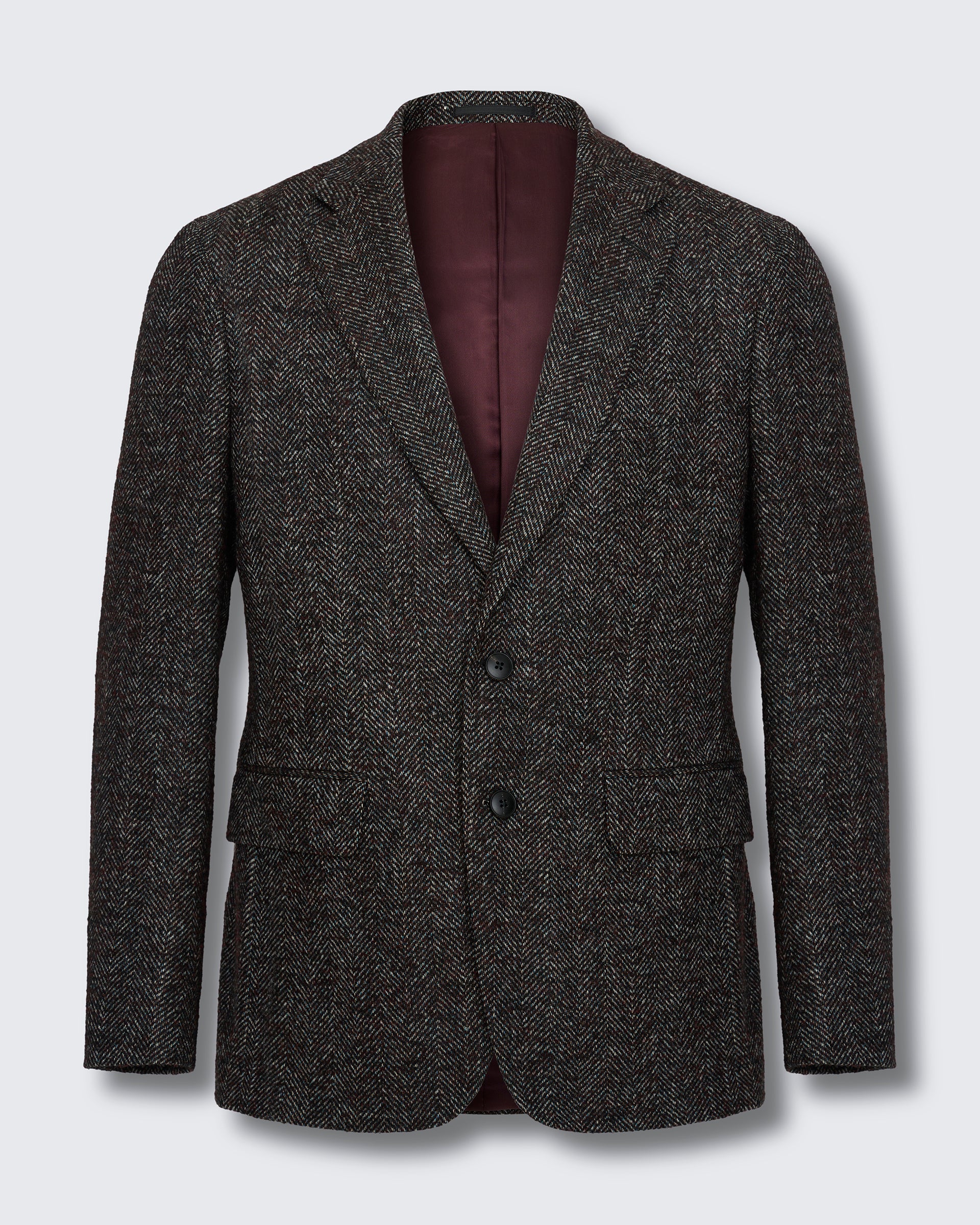 Poynter Wool Alpaca Herringbone Blazer Burgundy