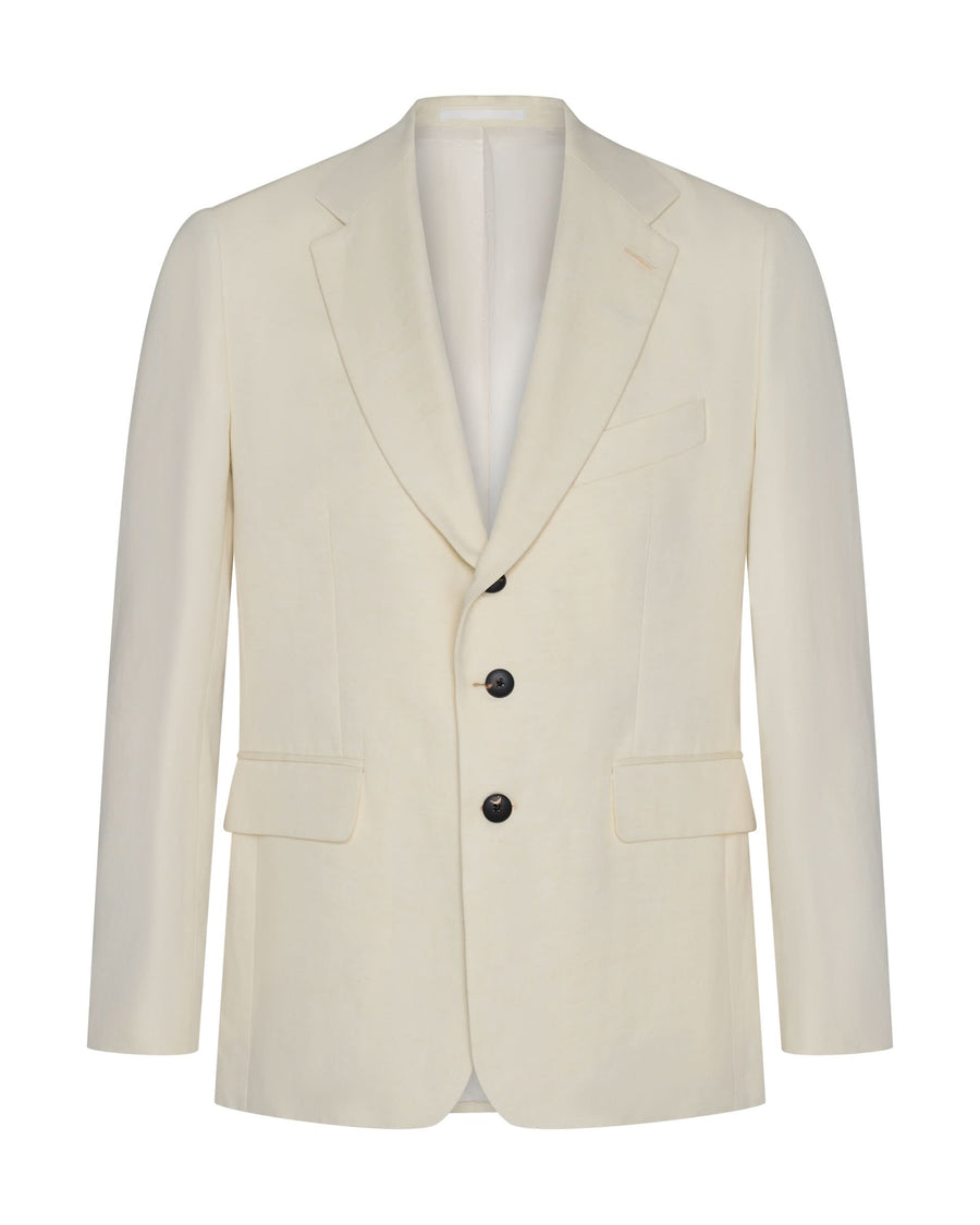 Pearce Cotton Linen Herringbone Suit Jacket White