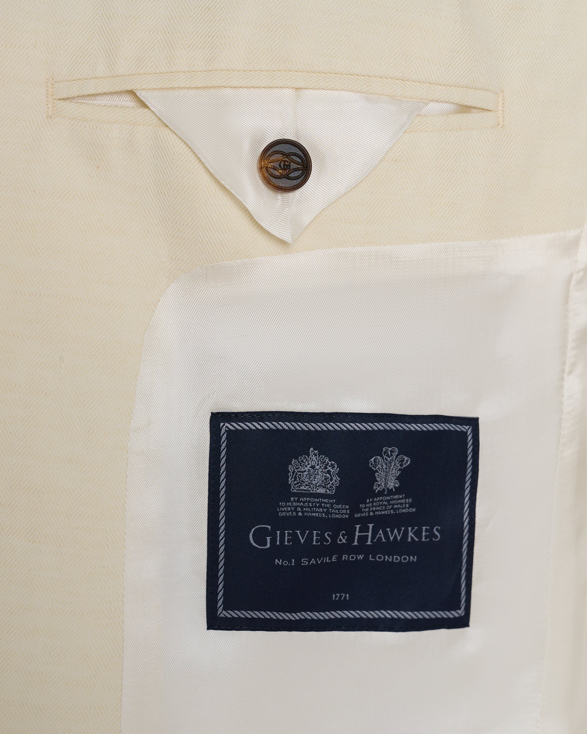 Pearce Cotton Linen Herringbone Suit Jacket White