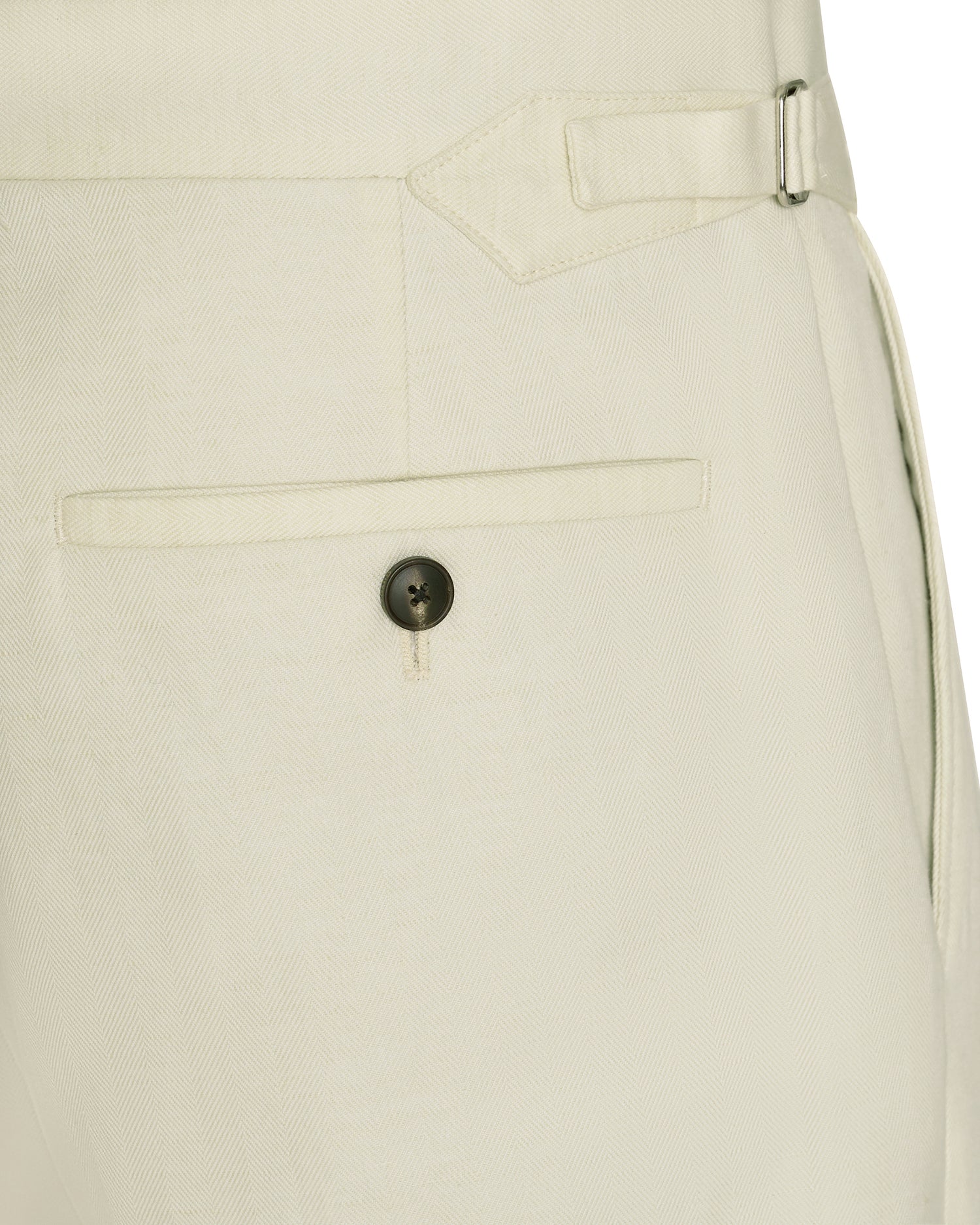 Pearce Cotton Linen Herringbone Suit Trouser White