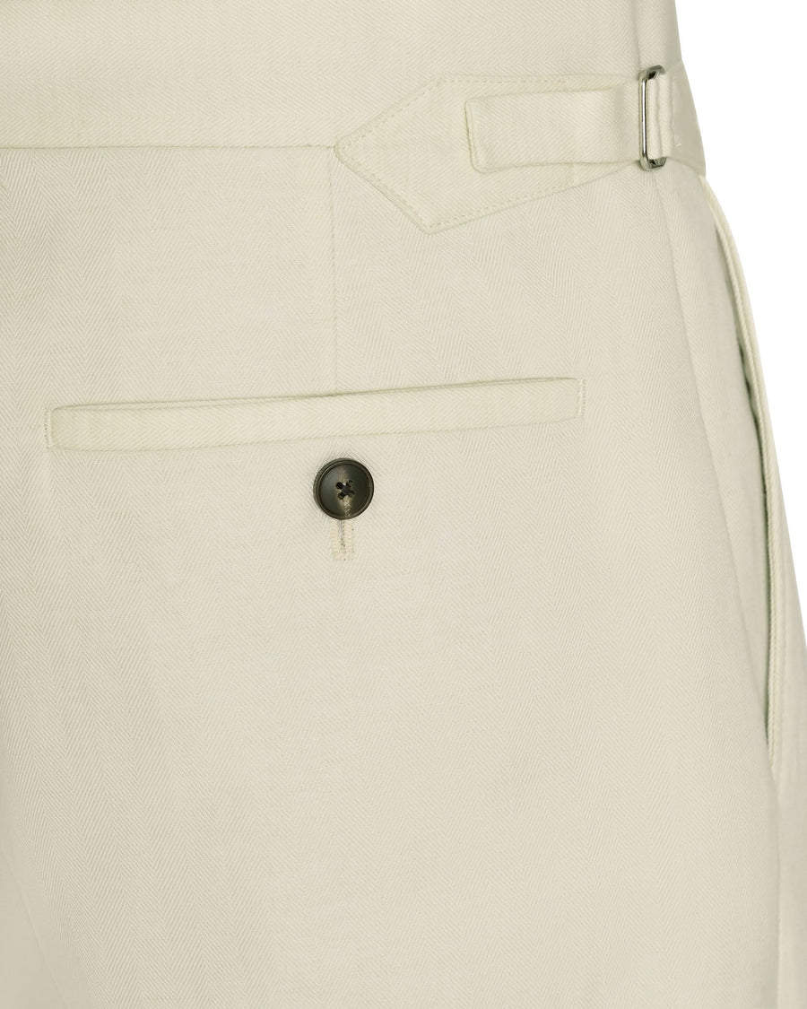 Pearce Cotton & Linen Herringbone Suit White