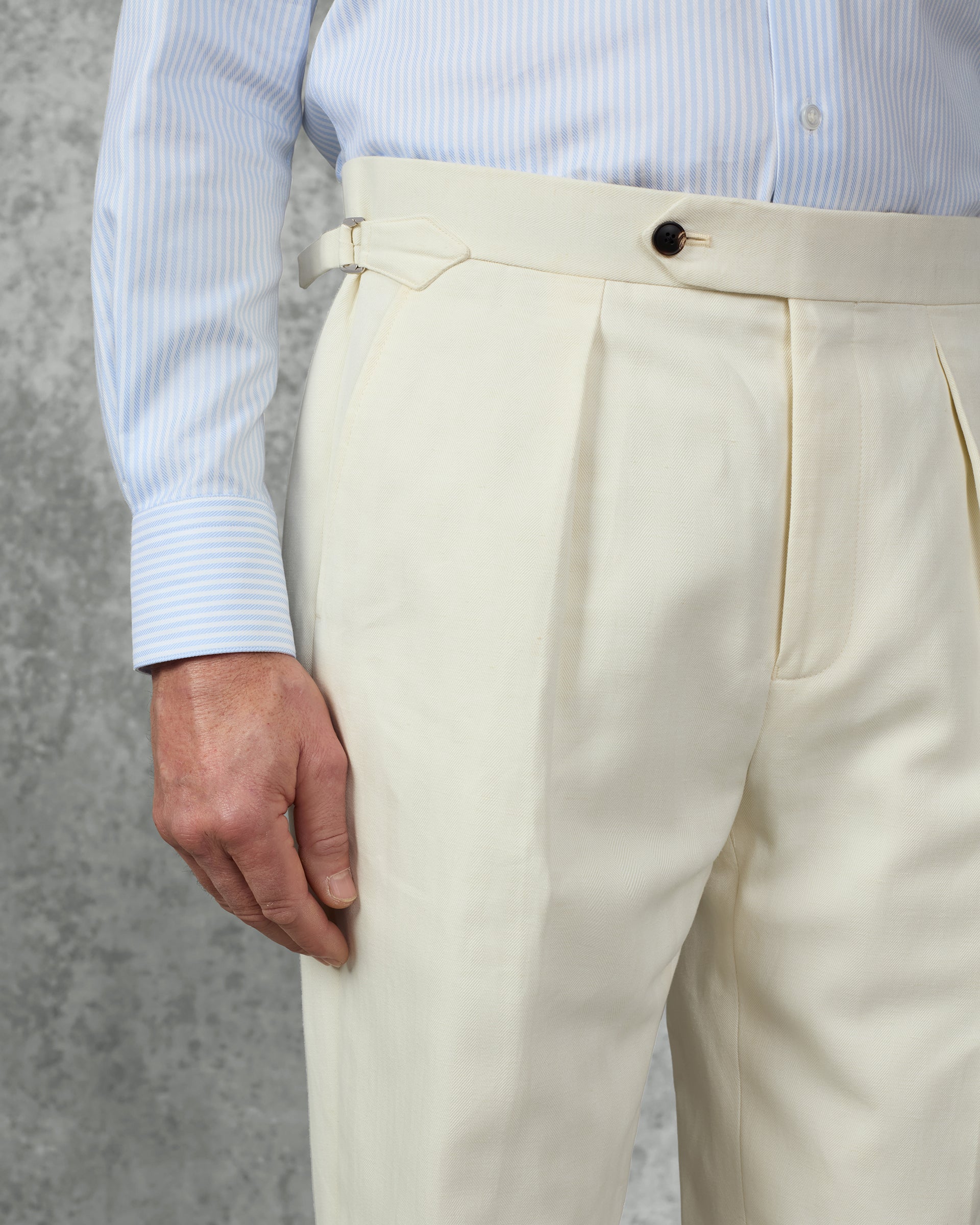 Pearce Cotton &amp; Linen Herringbone Suit White