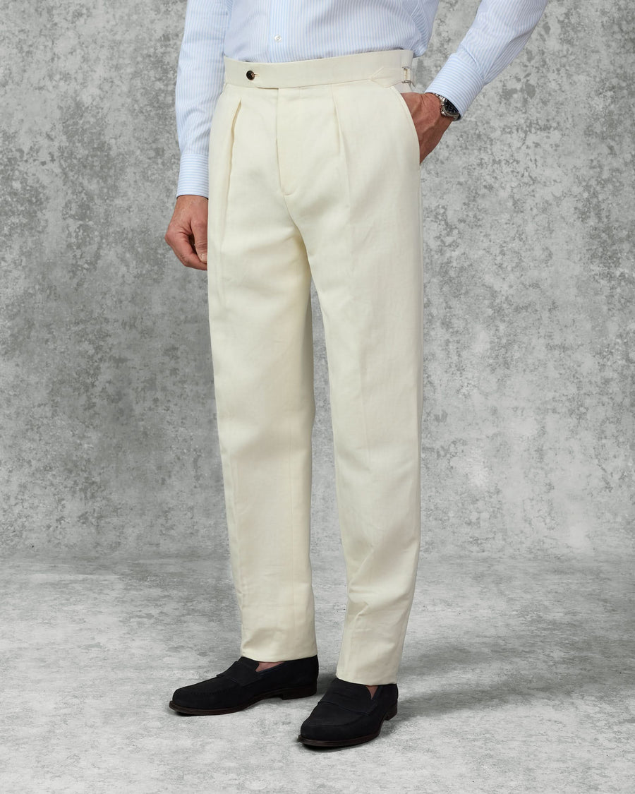 Pearce Cotton & Linen Herringbone Suit White