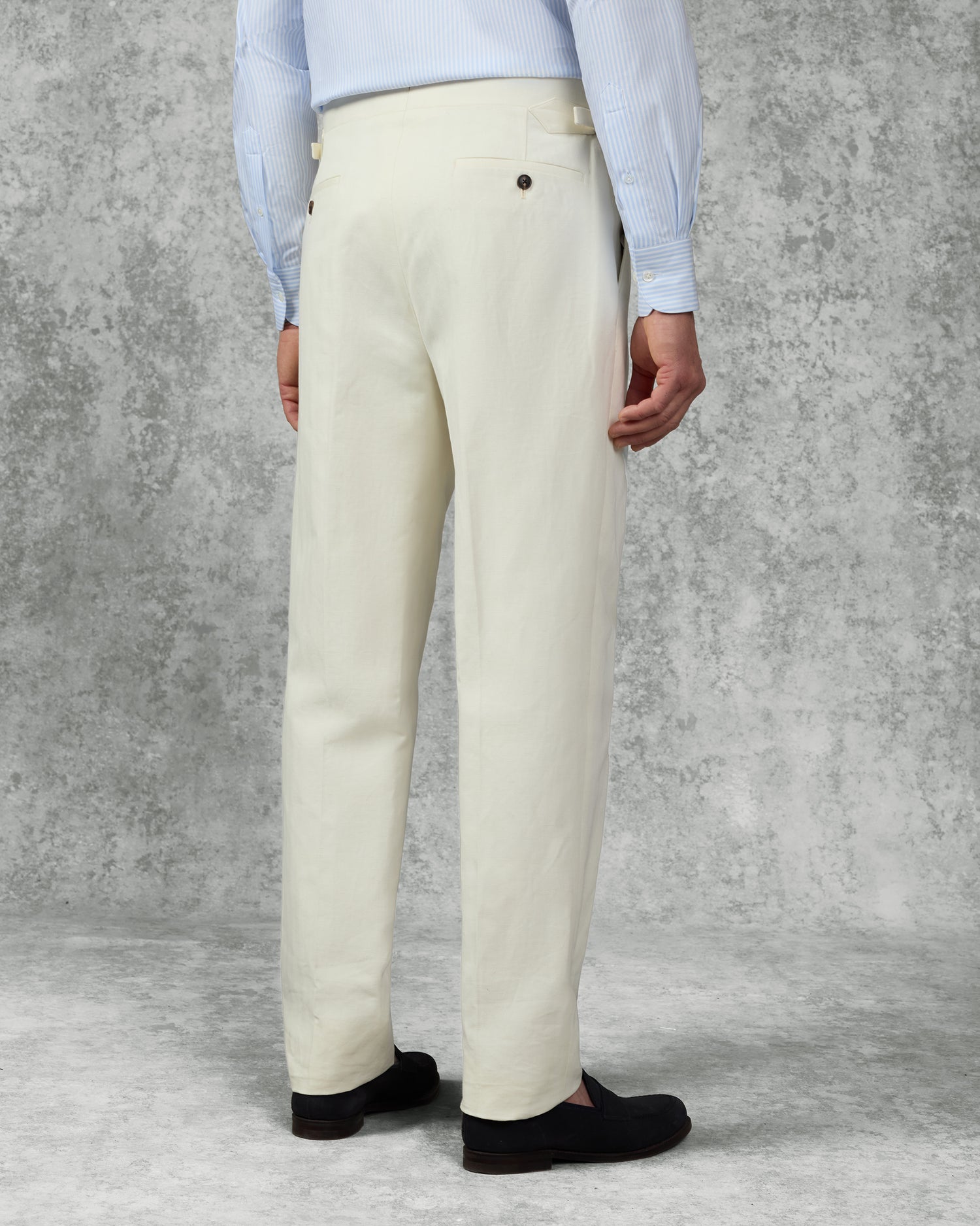 Pearce Cotton Linen Herringbone Suit Trouser White