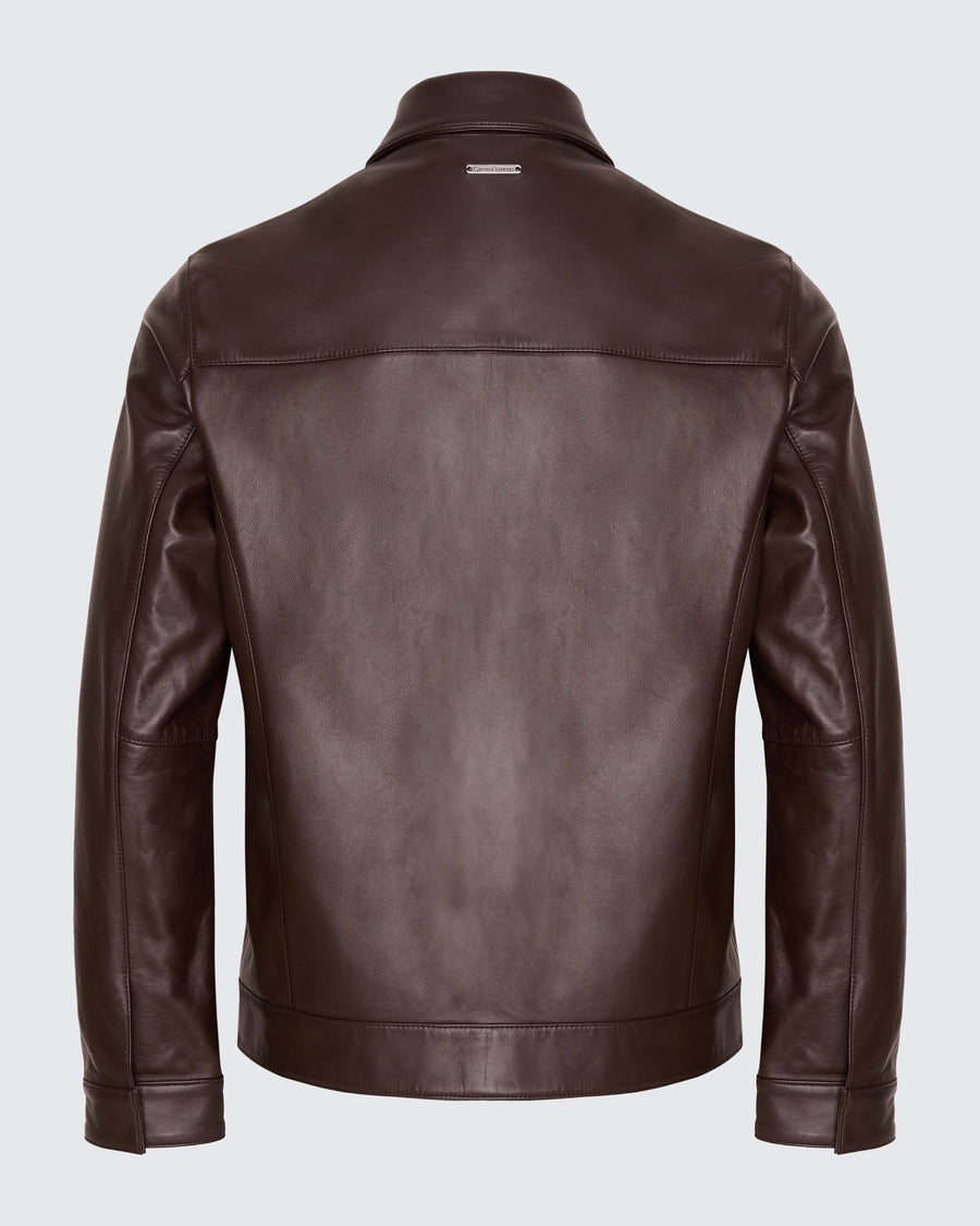 Queen Nappa Leather Jacket Brown