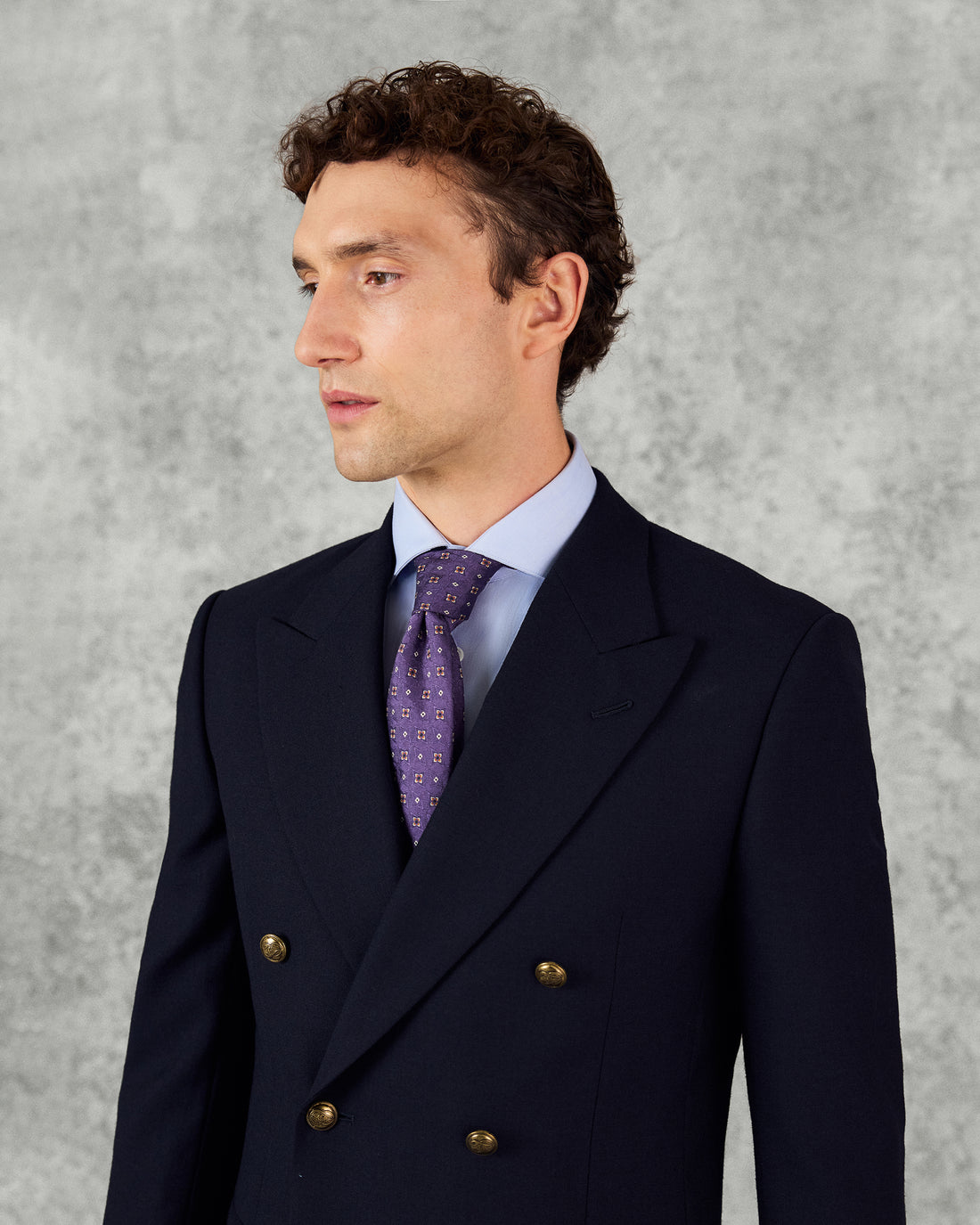 Ross Wool Fresco Double Breasted Blazer Navy