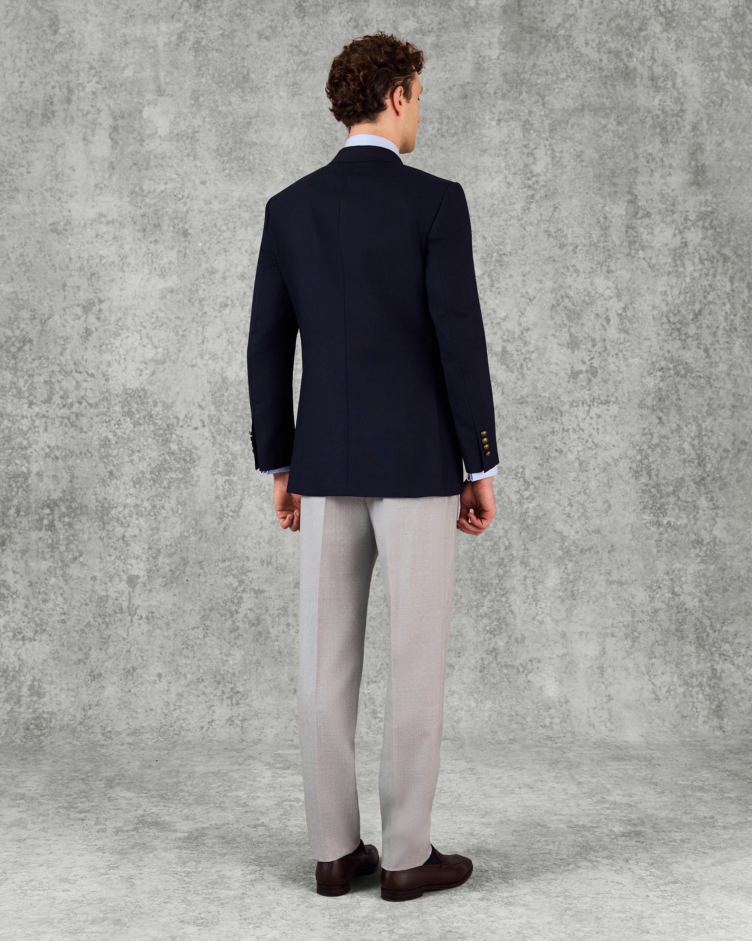 Ross Wool Fresco Double Breasted Blazer Navy