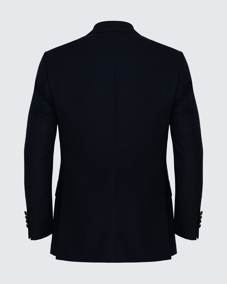 Ross Wool Fresco Double Breasted Blazer Navy