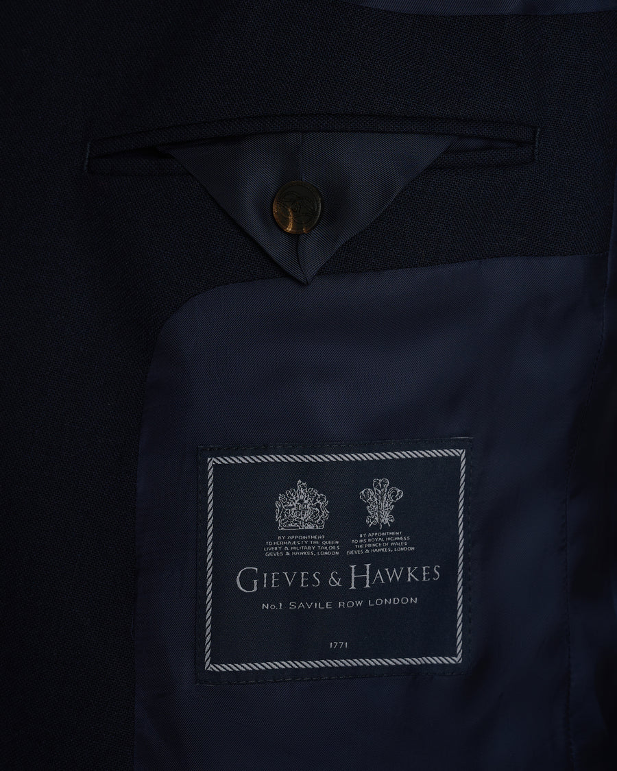 Ross Wool Fresco Double Breasted Blazer Navy