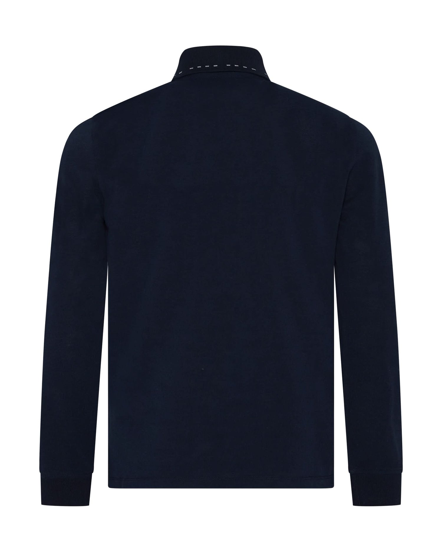 Robinson Cotton &amp; Silk Long Sleeve Jersey Polo Shirt Navy