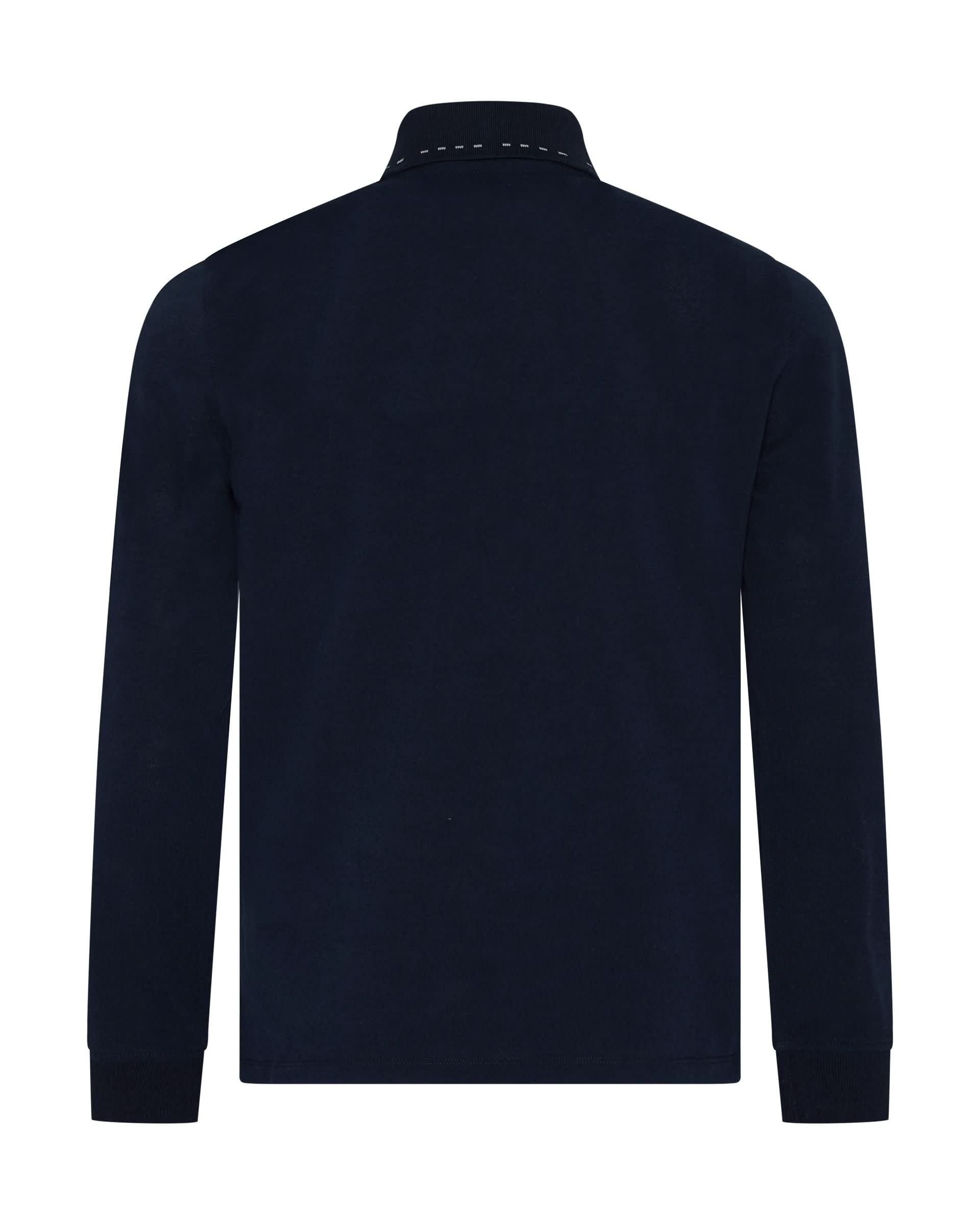 Robinson Cotton &amp; Silk Long Sleeve Jersey Polo Shirt Navy