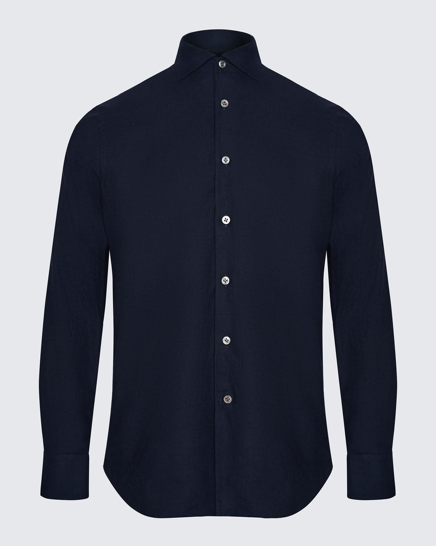Rorie Brushed Twill Cotton Shirt Navy