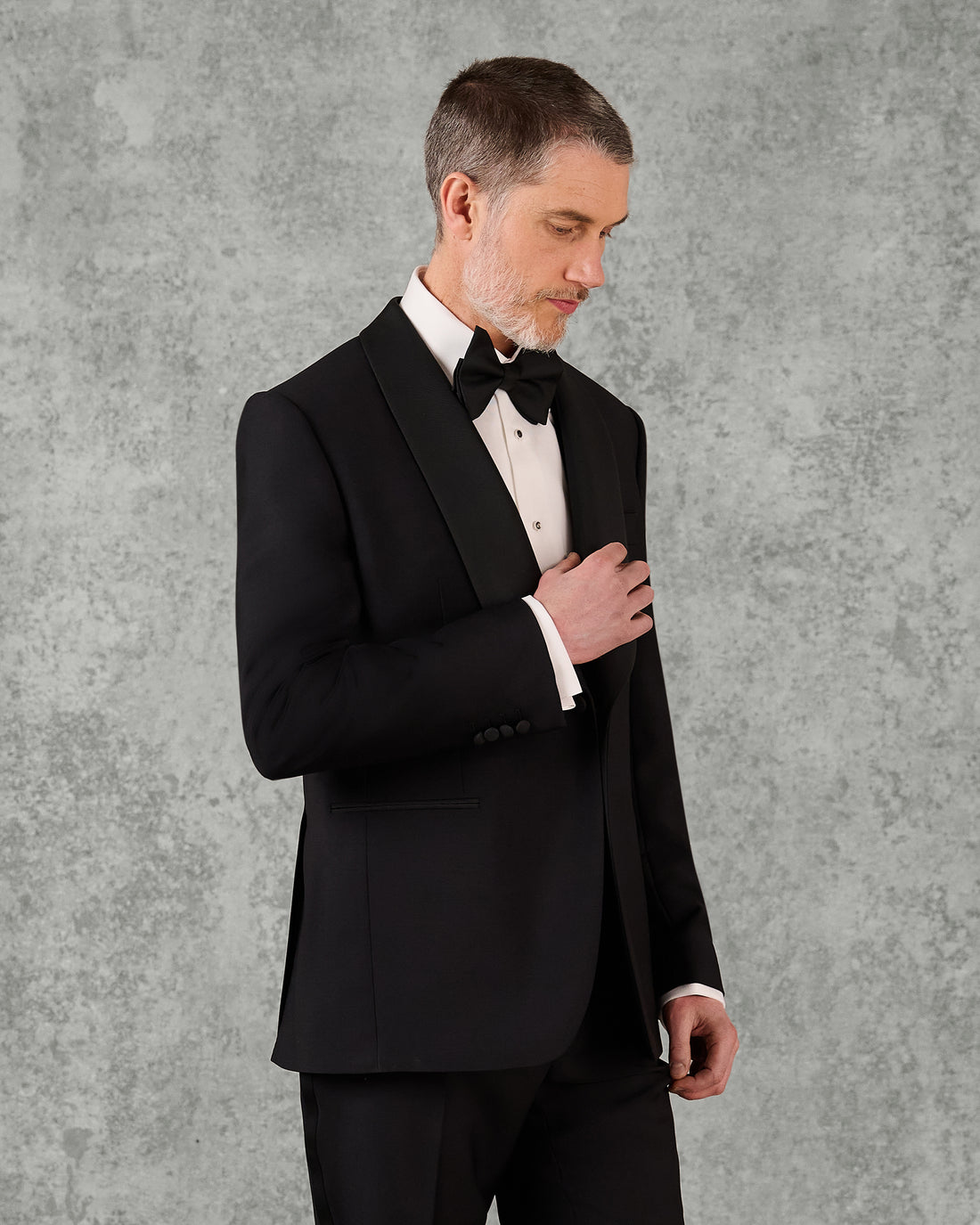 Shelford Black Wool Mohair Barathea Shawl Dinner Jacket