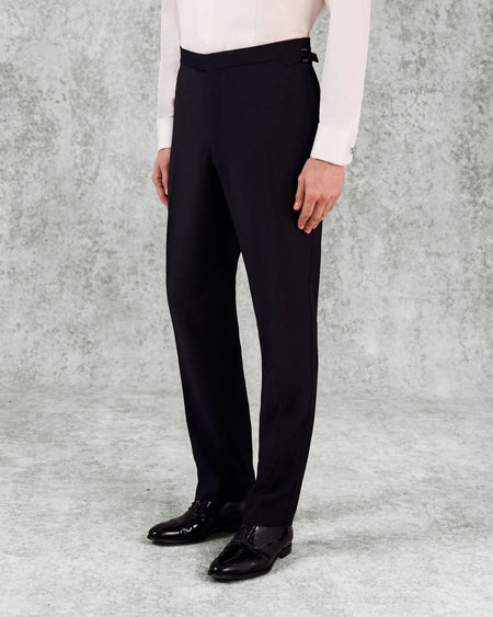 Shelford Wool Mohair Barathea Evening Trouser Black