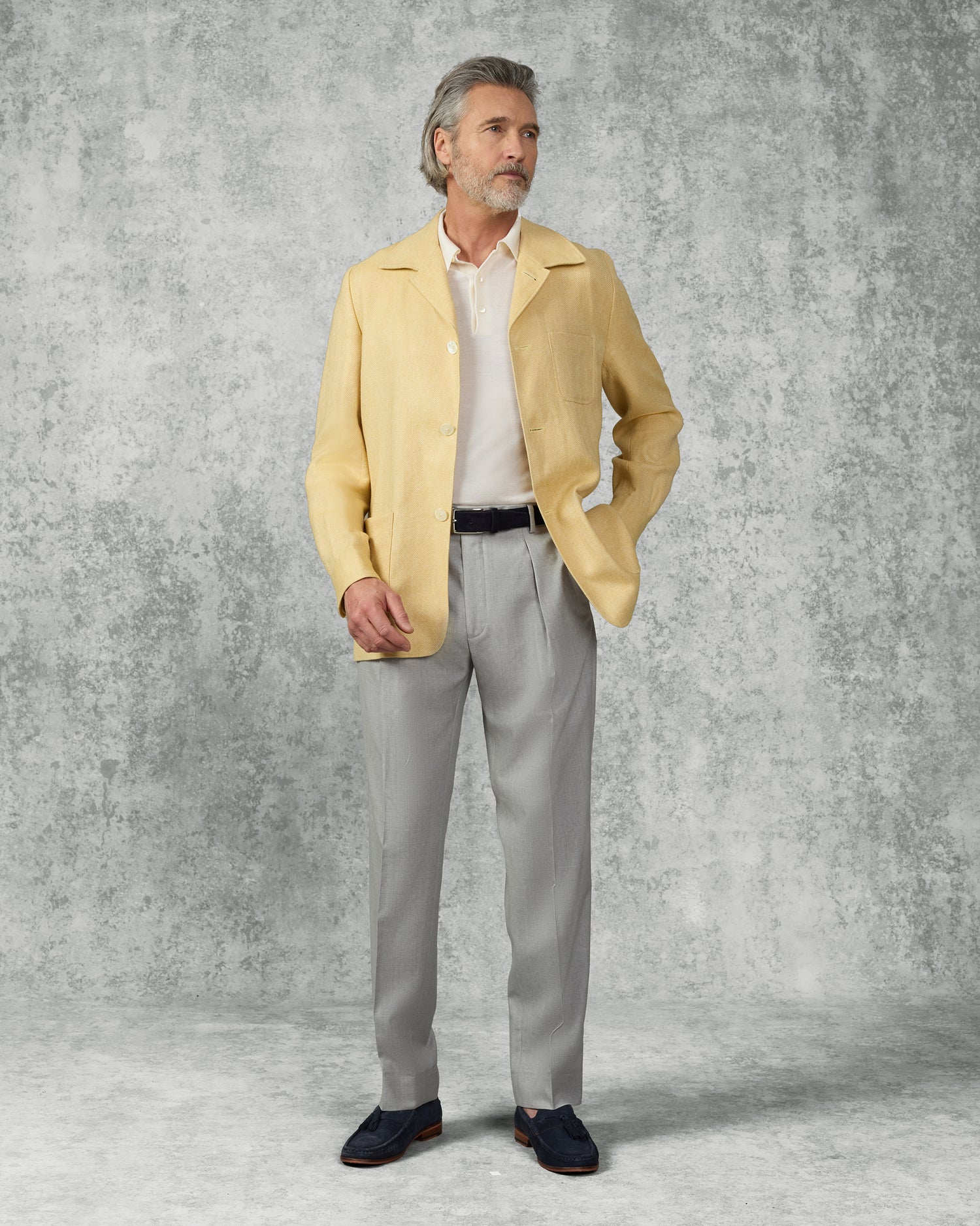 Burke Wool &amp; Linen Herringbone Shacket Yellow