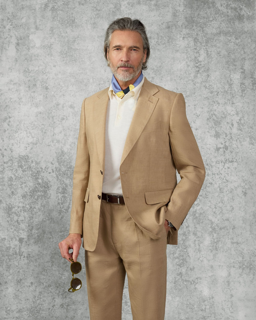 Speke Linen Virgin Wool Stretch Suit Tan