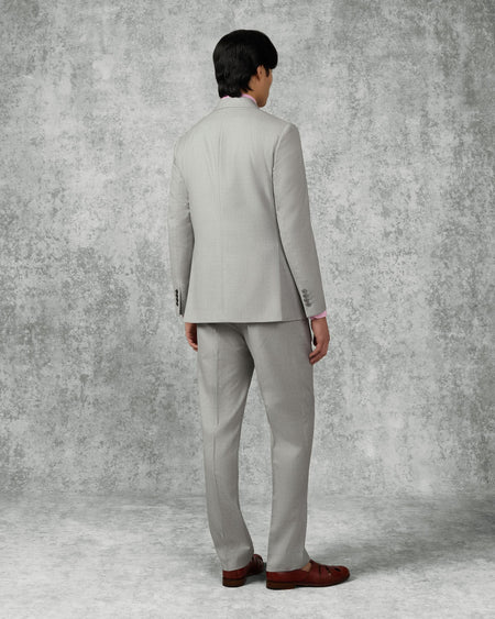 Livingstone Virgin Wool Double Breasted Suit Light Grey