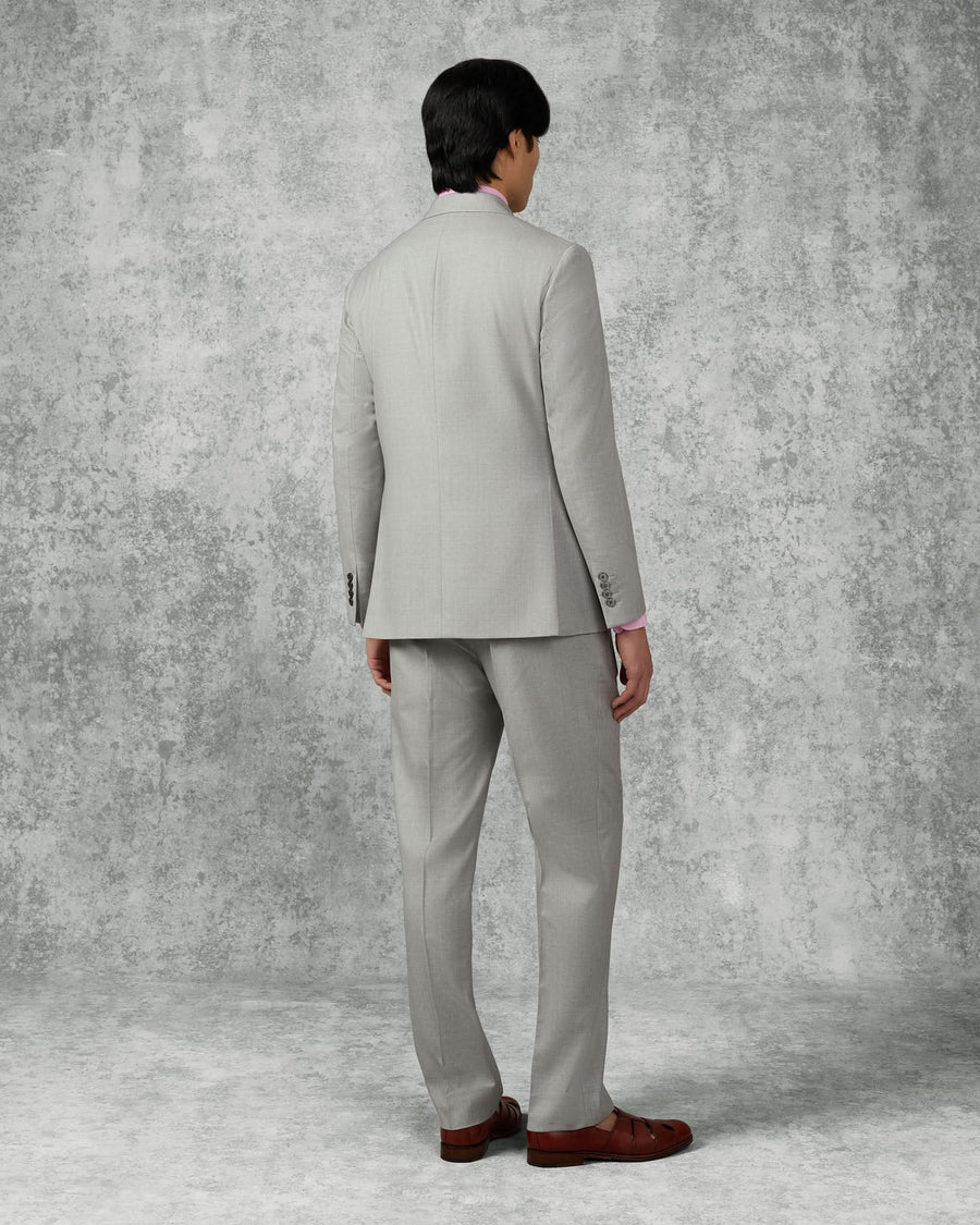 Livingstone Virgin Wool Double Breasted Suit Light Gray
