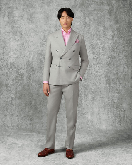 Livingstone Virgin Wool Double Breasted Suit Light Grey
