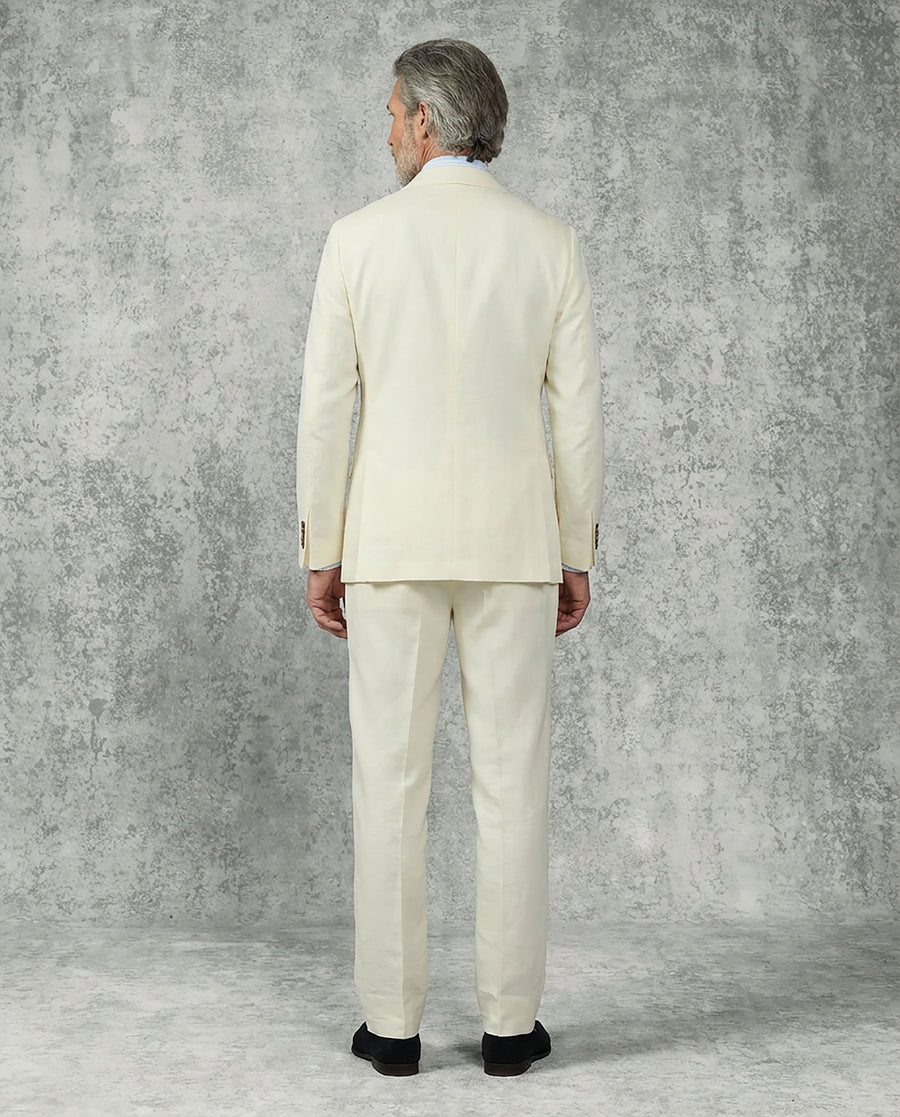 Pearce Cotton & Linen Herringbone Suit White