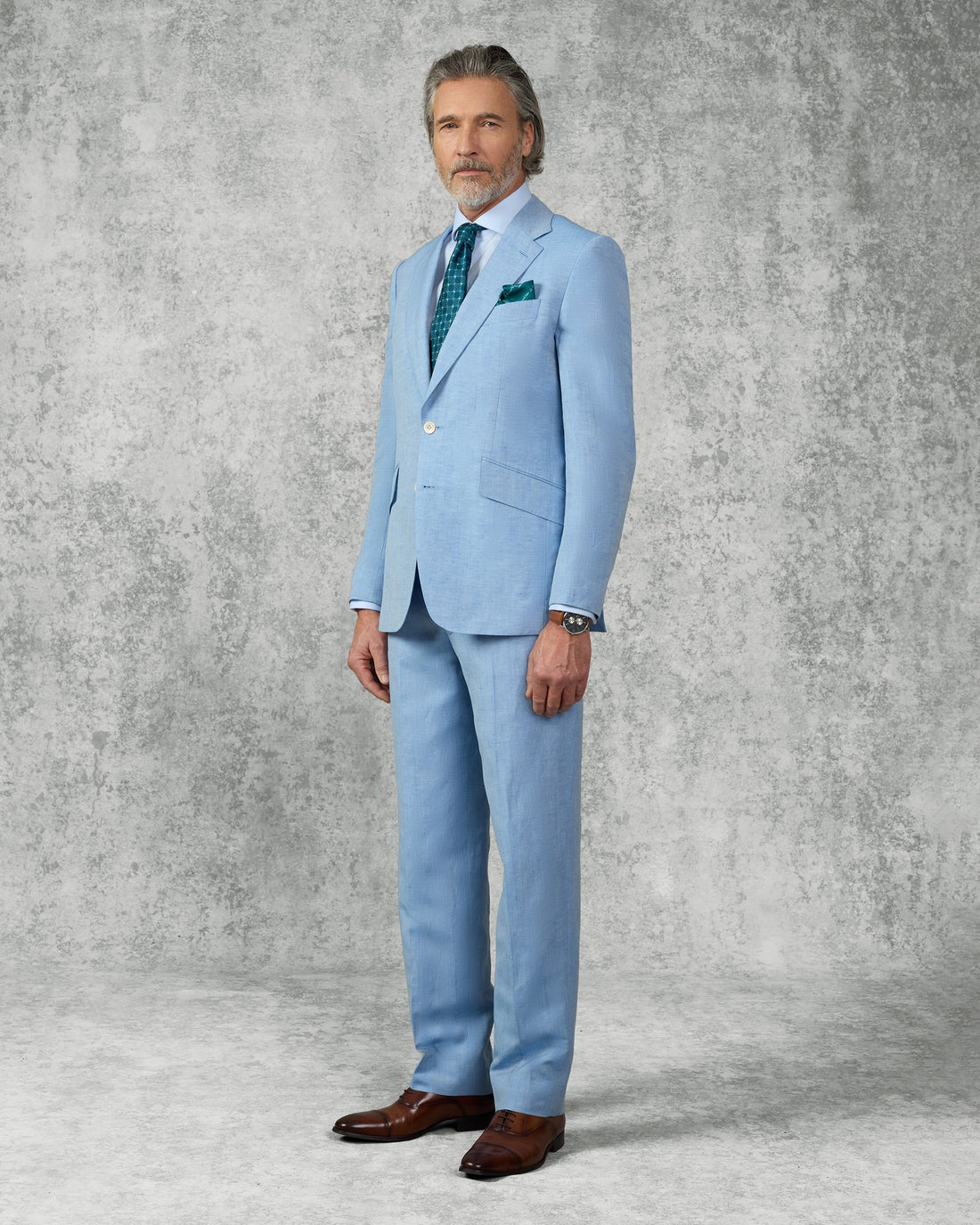 Sullivan Wool &amp; Linen Flecked Suit Light Blue