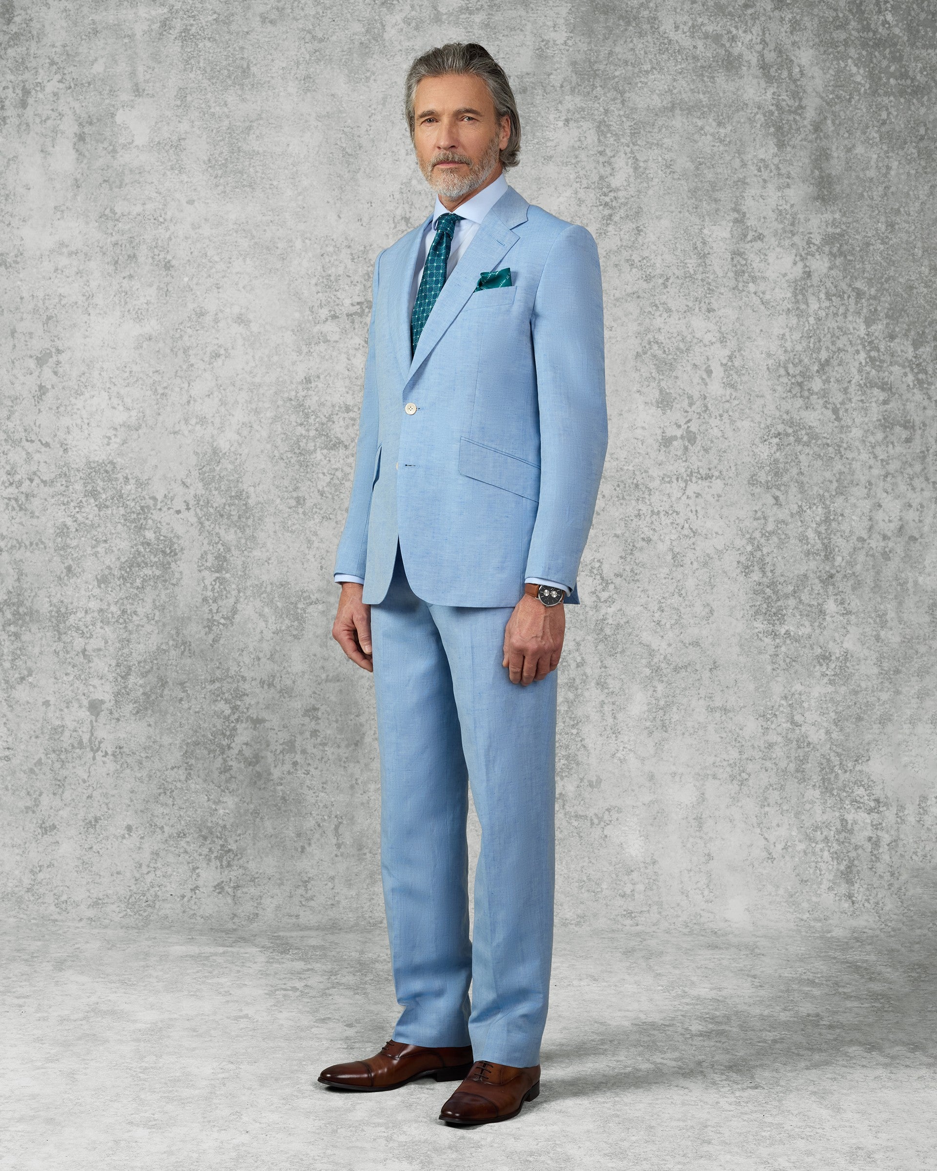 Sullivan Wool &amp; Linen Flecked Suit Light Blue