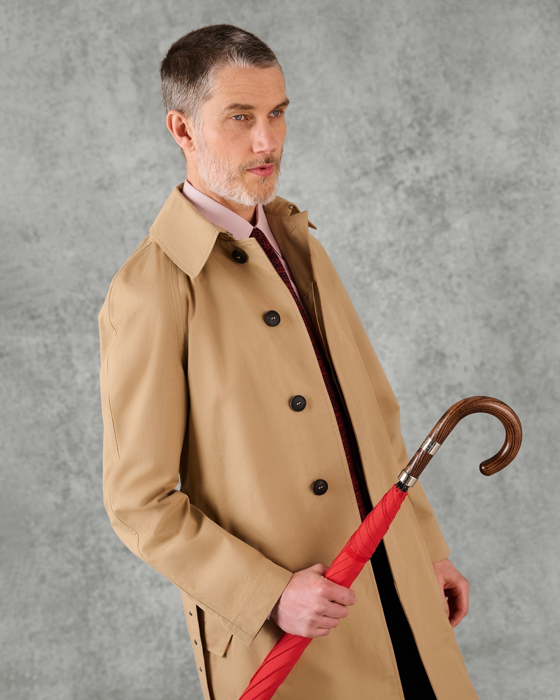 Fielding Umbrella with Wooden Handle Red