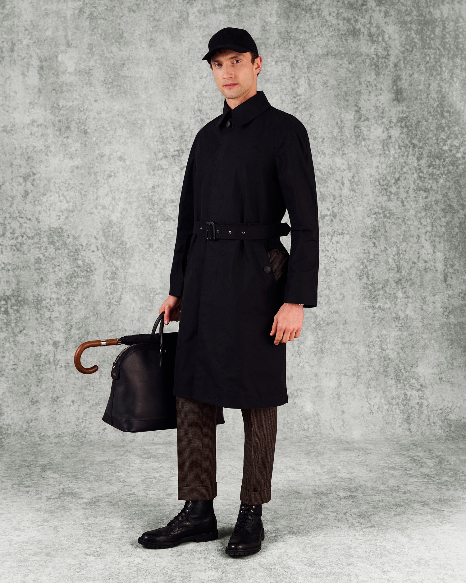 Sargent Cotton Belted Mac Black