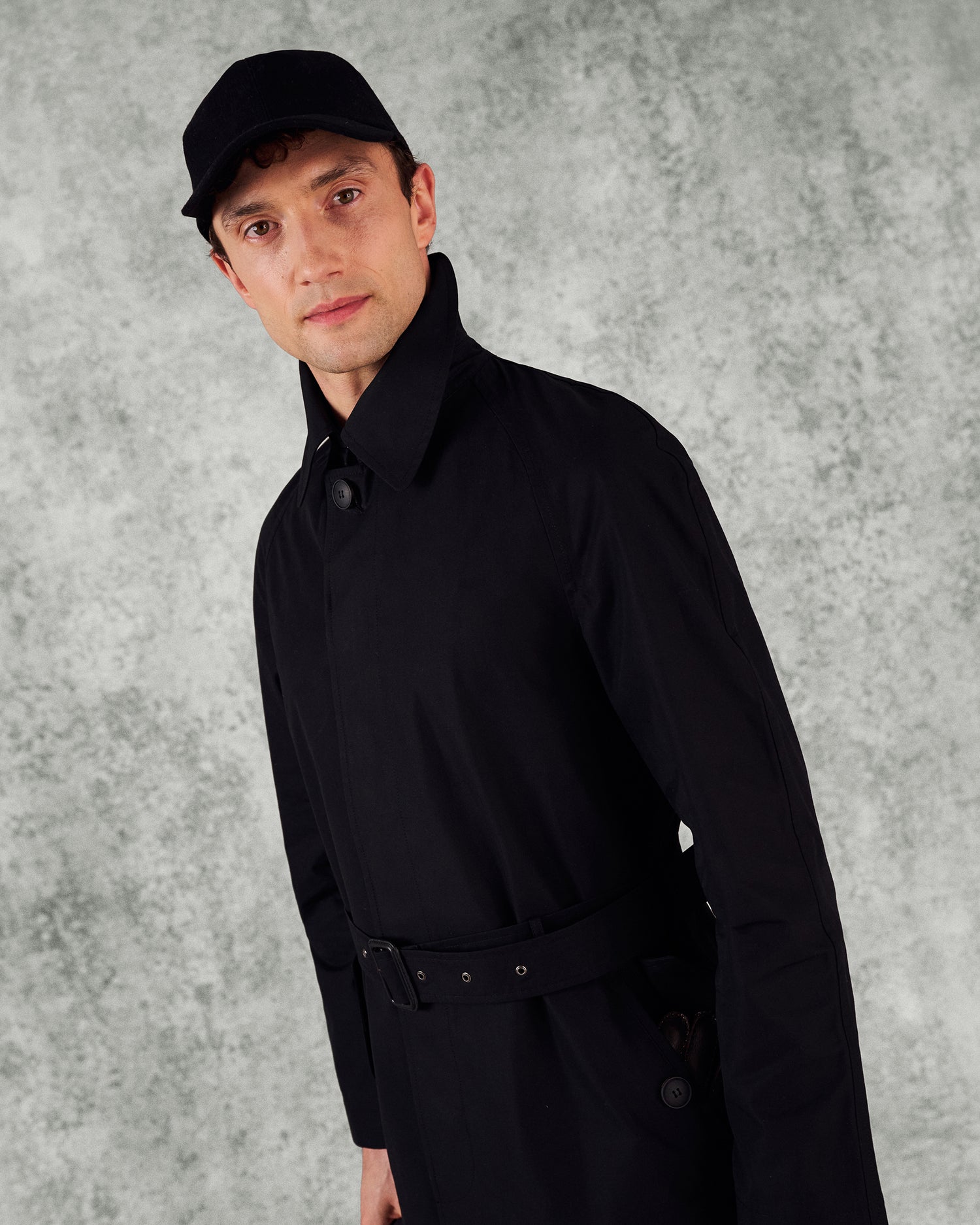 Sargent Cotton Belted Mac Black