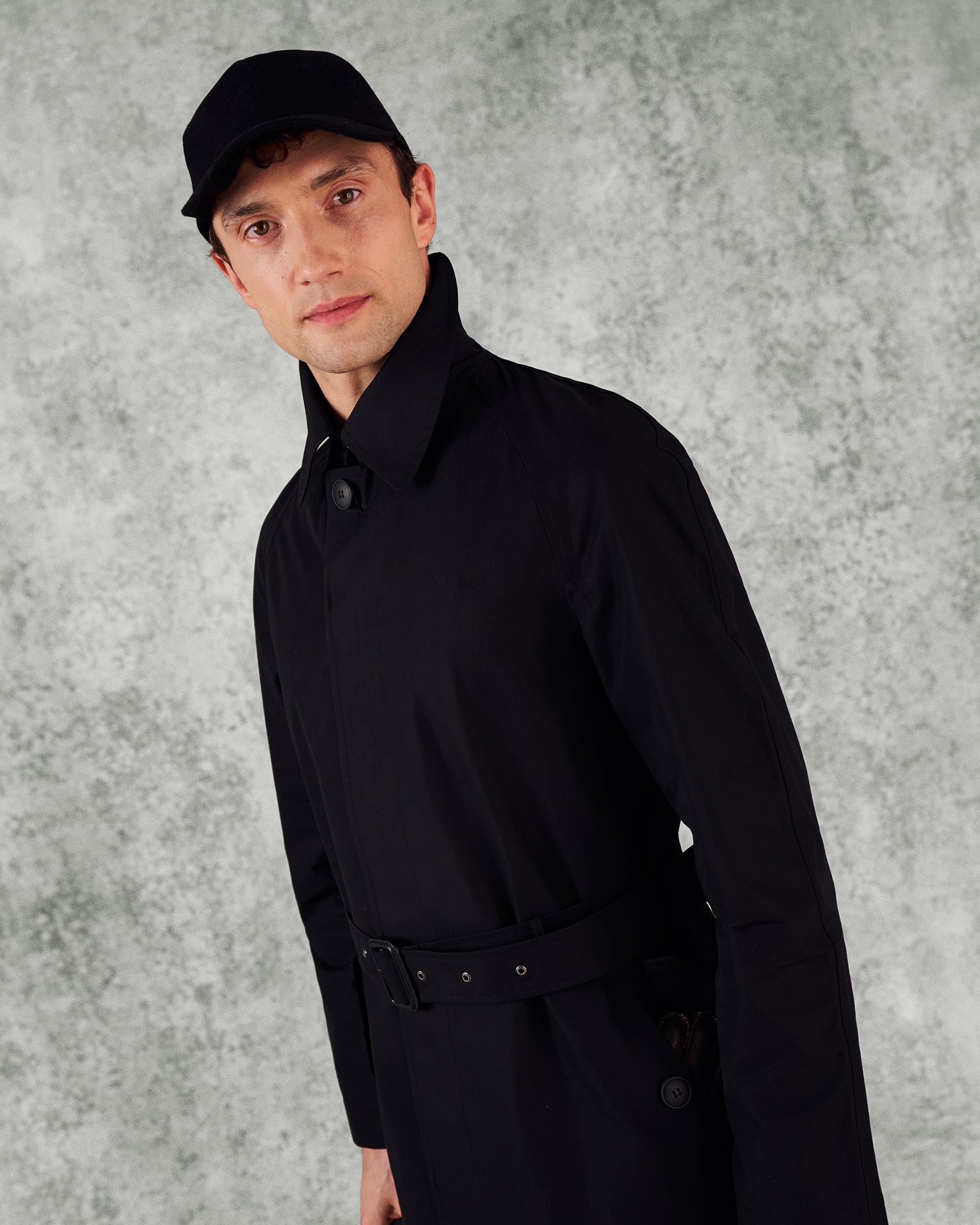 Sargent Cotton Belted Mac Black