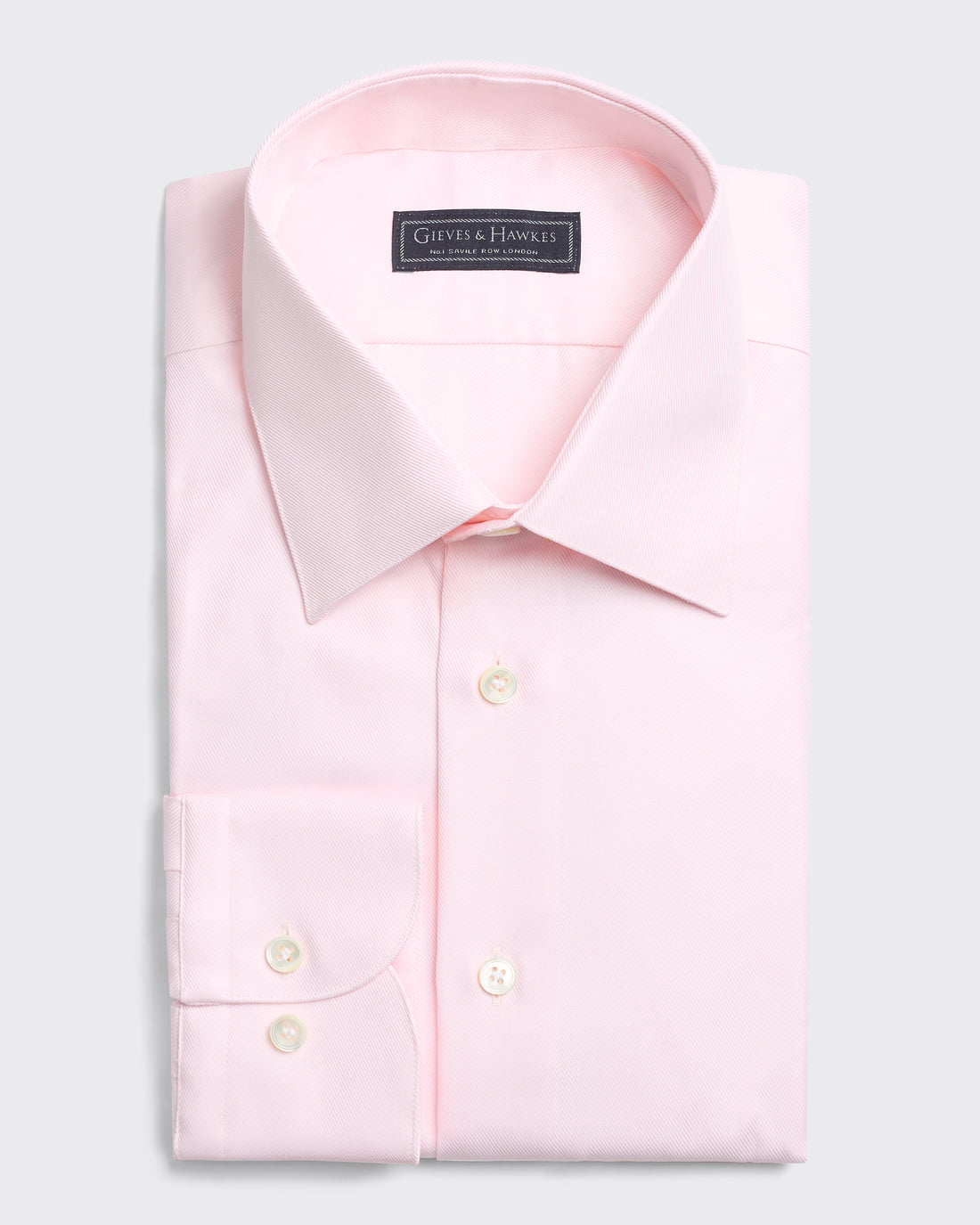 Leveson Cotton Twill Single Cuff Shirt Pink