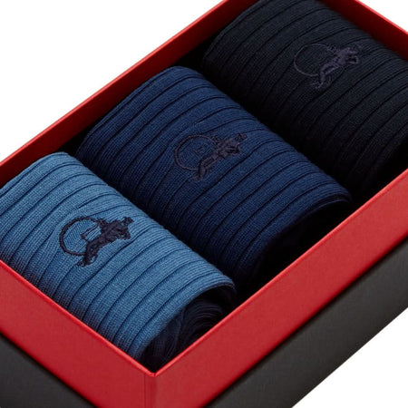 Simply 3 Pair Knitted Socks Blues
