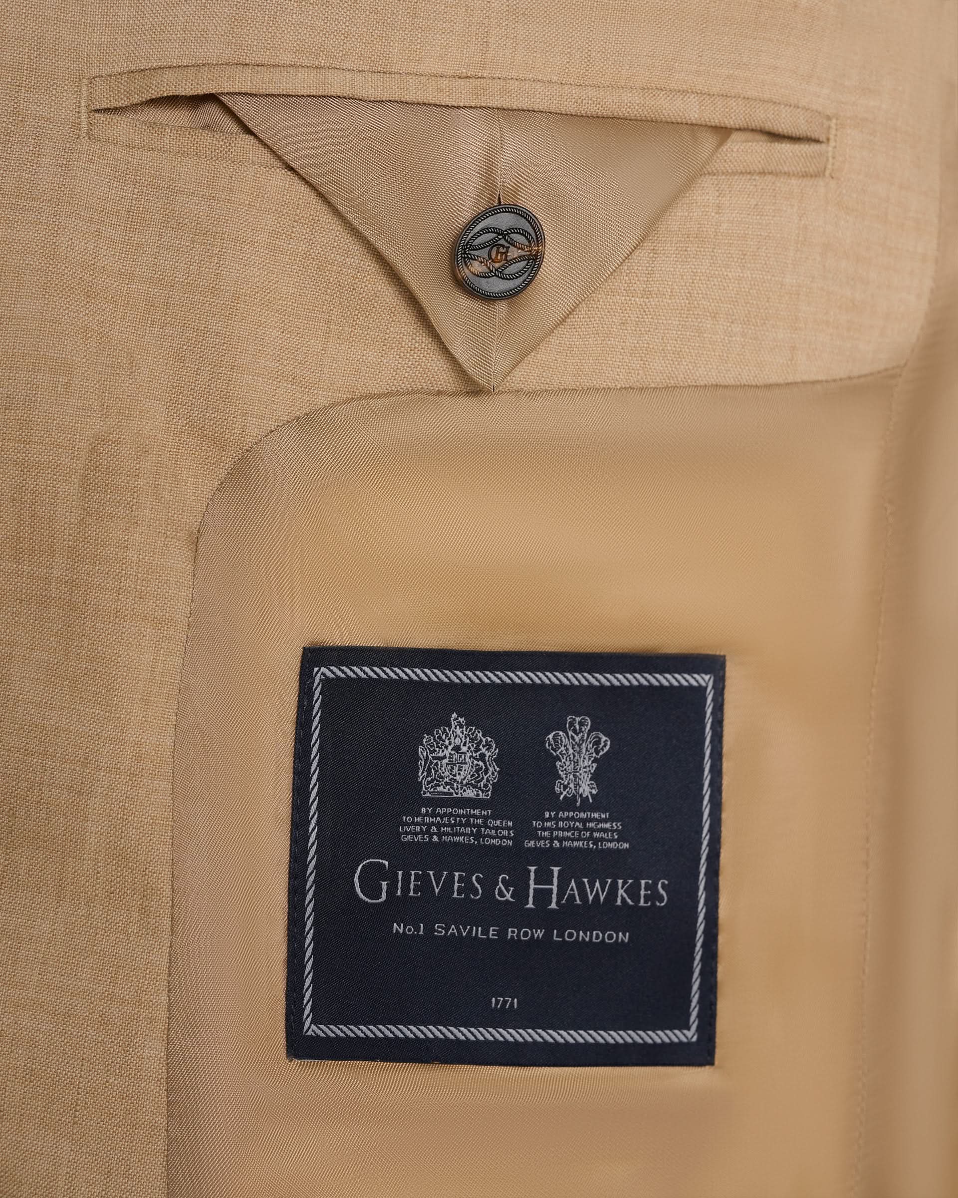 Speke Linen Virgin Wool Stretch Suit Jacket Tan