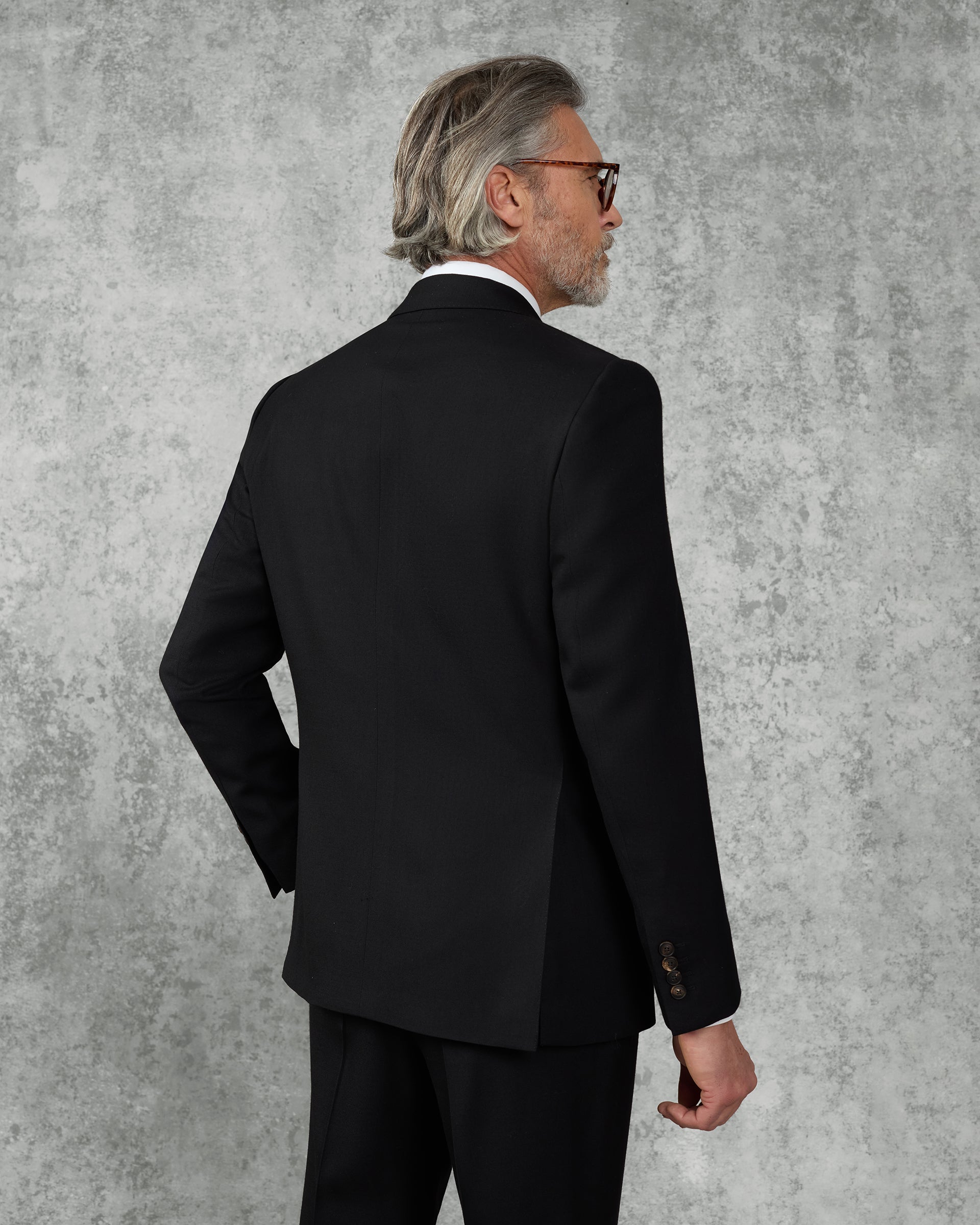 Stark Virgin Wool Twill Suit Jacket Black