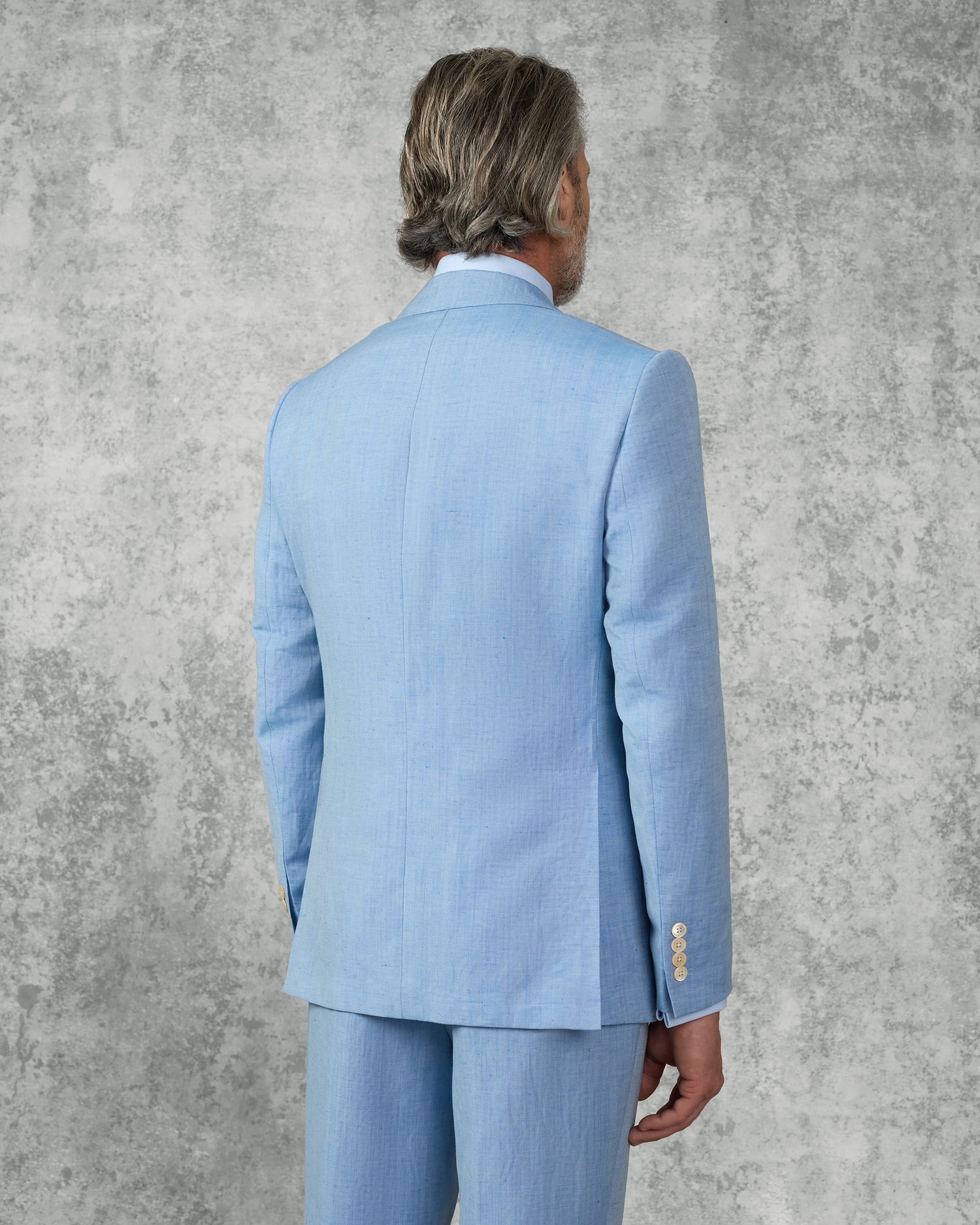 Sullivan Wool &amp; Linen Flecked Suit Jacket Light Blue