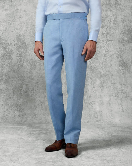 Sullivan Wool & Linen Flecked Suit Trousers Light Blue