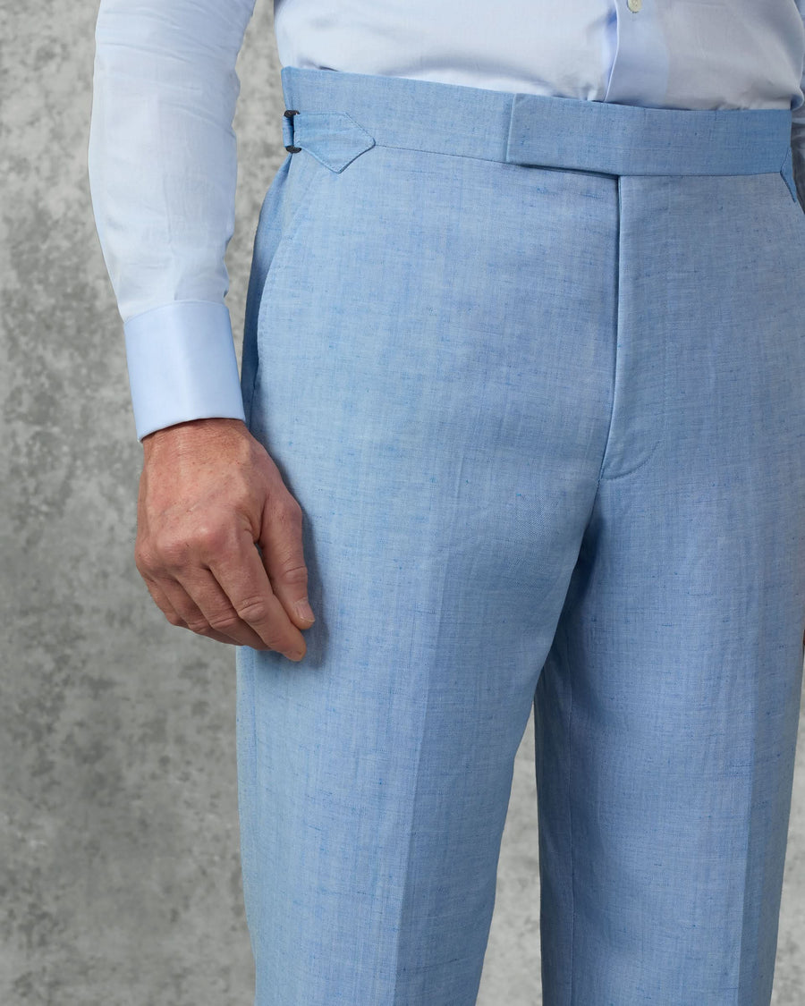 Sullivan Wool & Linen Flecked Suit Pants Light Blue