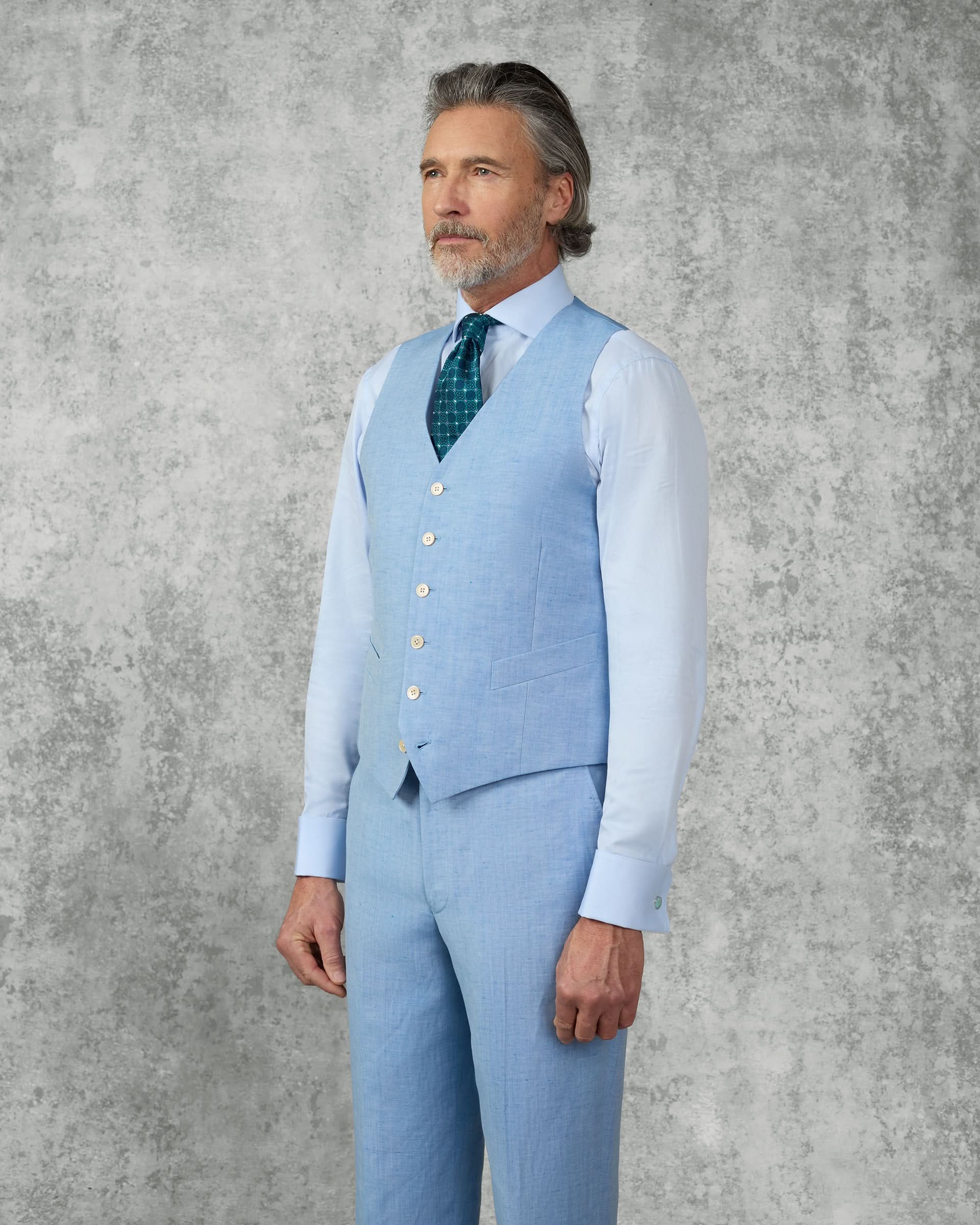 Sullivan Wool &amp; Linen Flecked Suit Light Blue