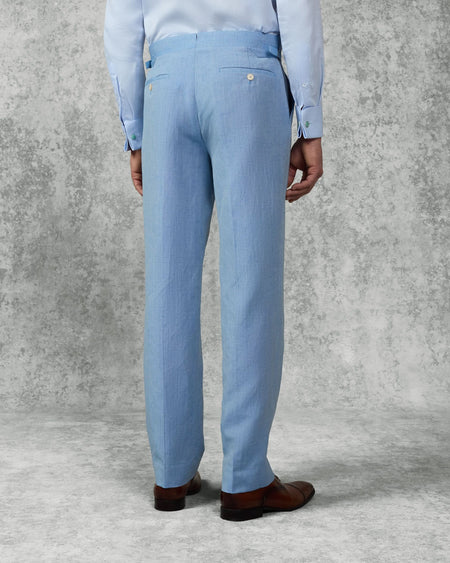 Sullivan Wool & Linen Flecked Suit Trousers Light Blue
