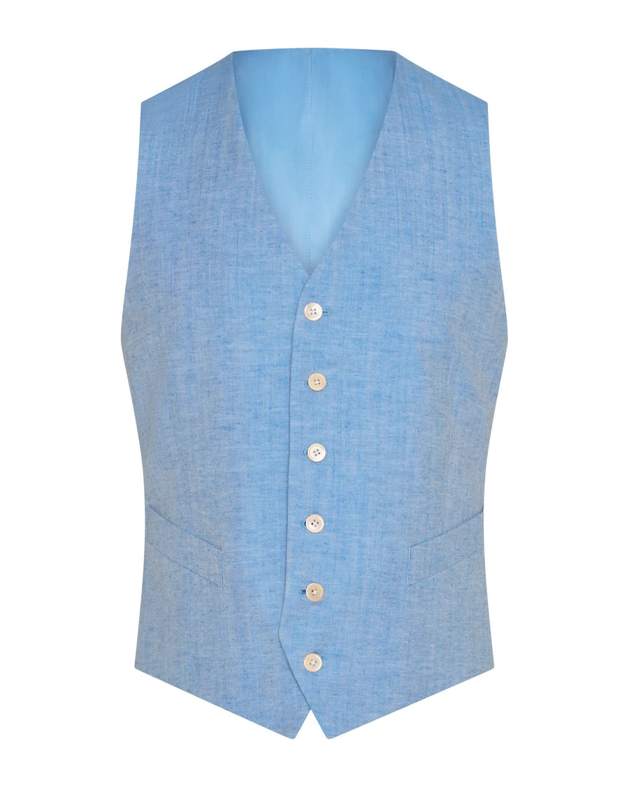 Sullivan Wool & Linen Flecked Vest Light Blue