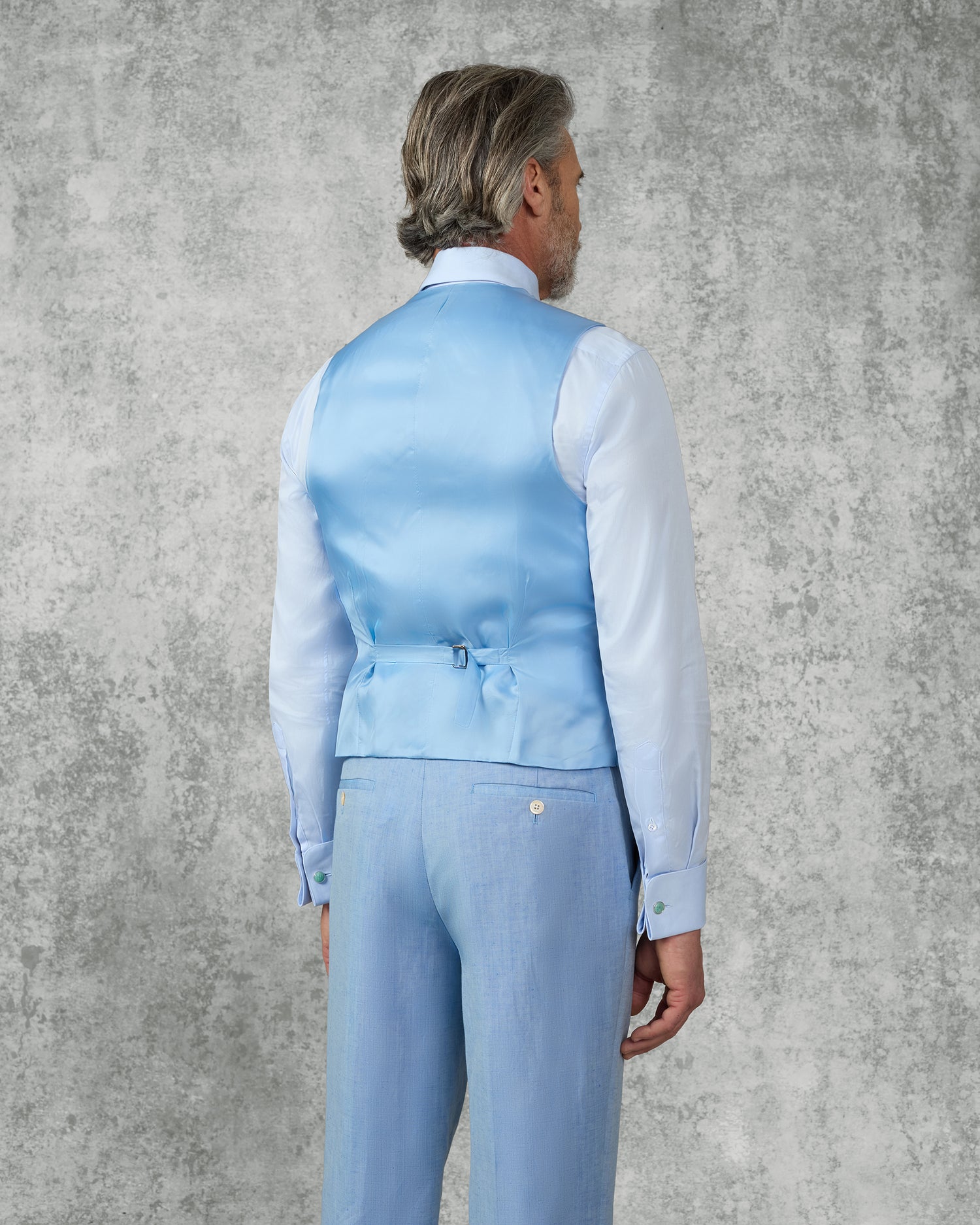 Sullivan Wool &amp; Linen Flecked Waistcoat Light Blue