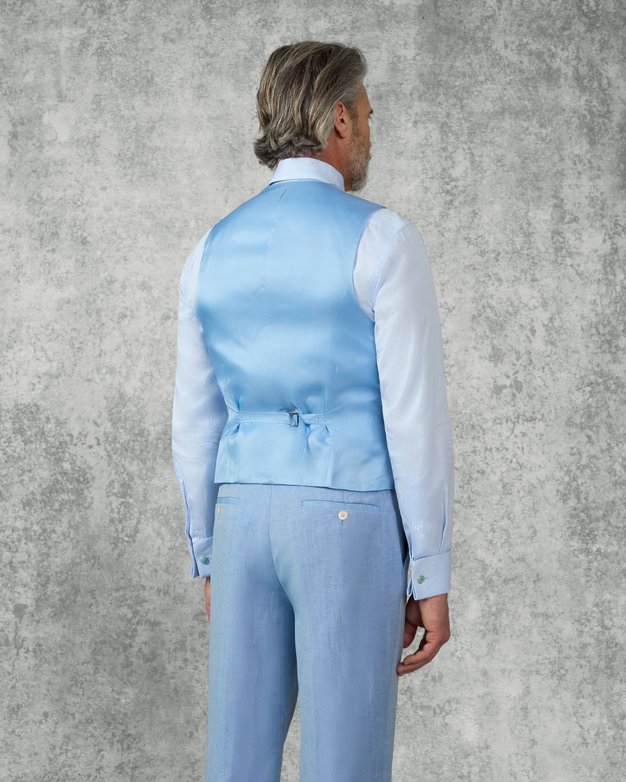 Sullivan Wool & Linen Flecked Vest Light Blue