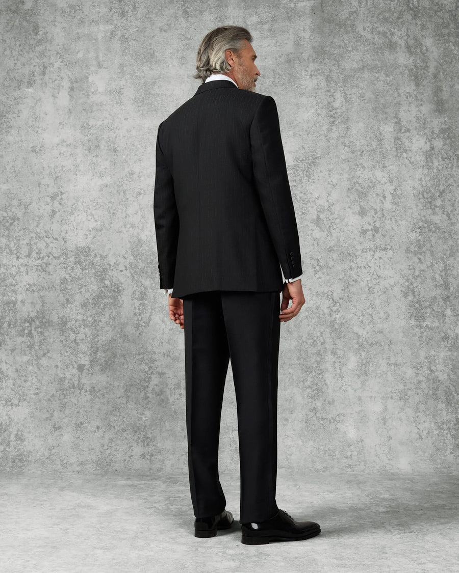 Symons Wool Morse Code Jacquard Dress Suit Black