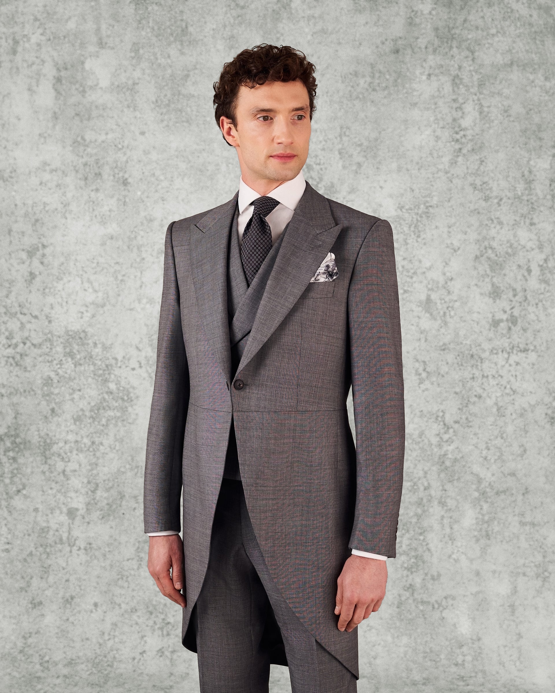 Torlese Virgin Wool Morning Suit With Double Breasted Waistcoat Grey