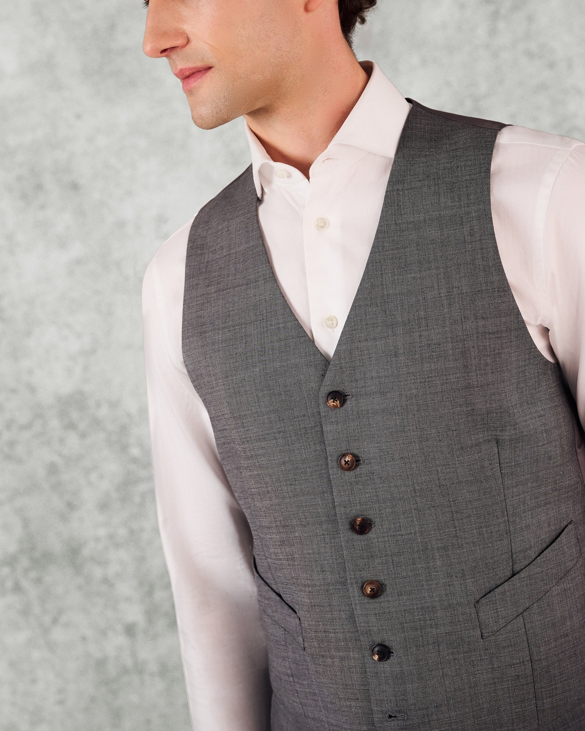Torlese Virgin Wool Sharkskin Morning Waistcoat Grey