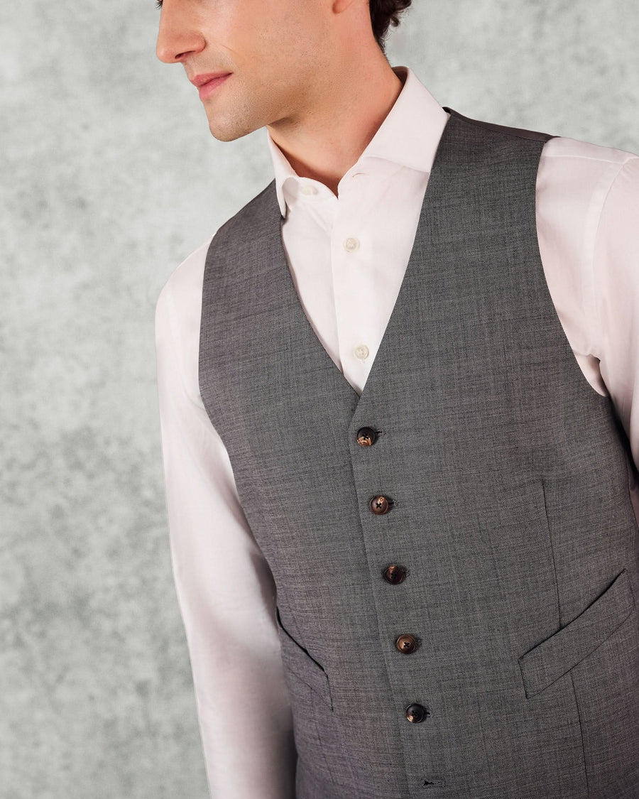 Torlese Virgin Wool Sharkskin Morning Vest Gray