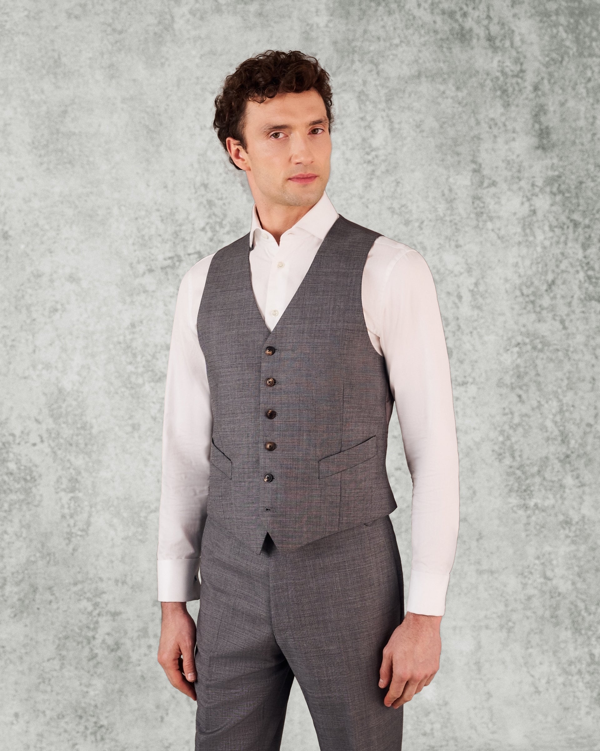 Torlese Virgin Wool Morning Suit With Double Breasted Waistcoat Grey