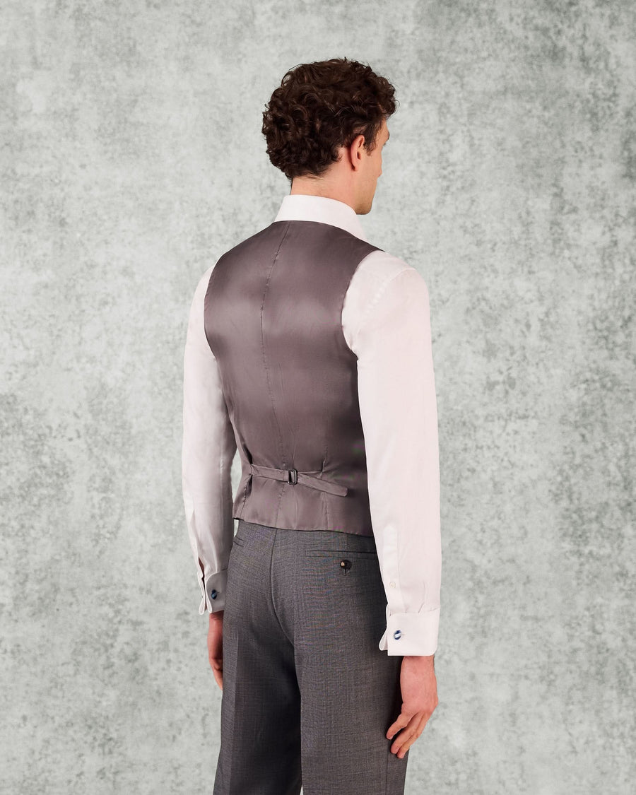 Torlese Double Breasted Virgin Wool Sharkskin Morning Waistcoat Grey