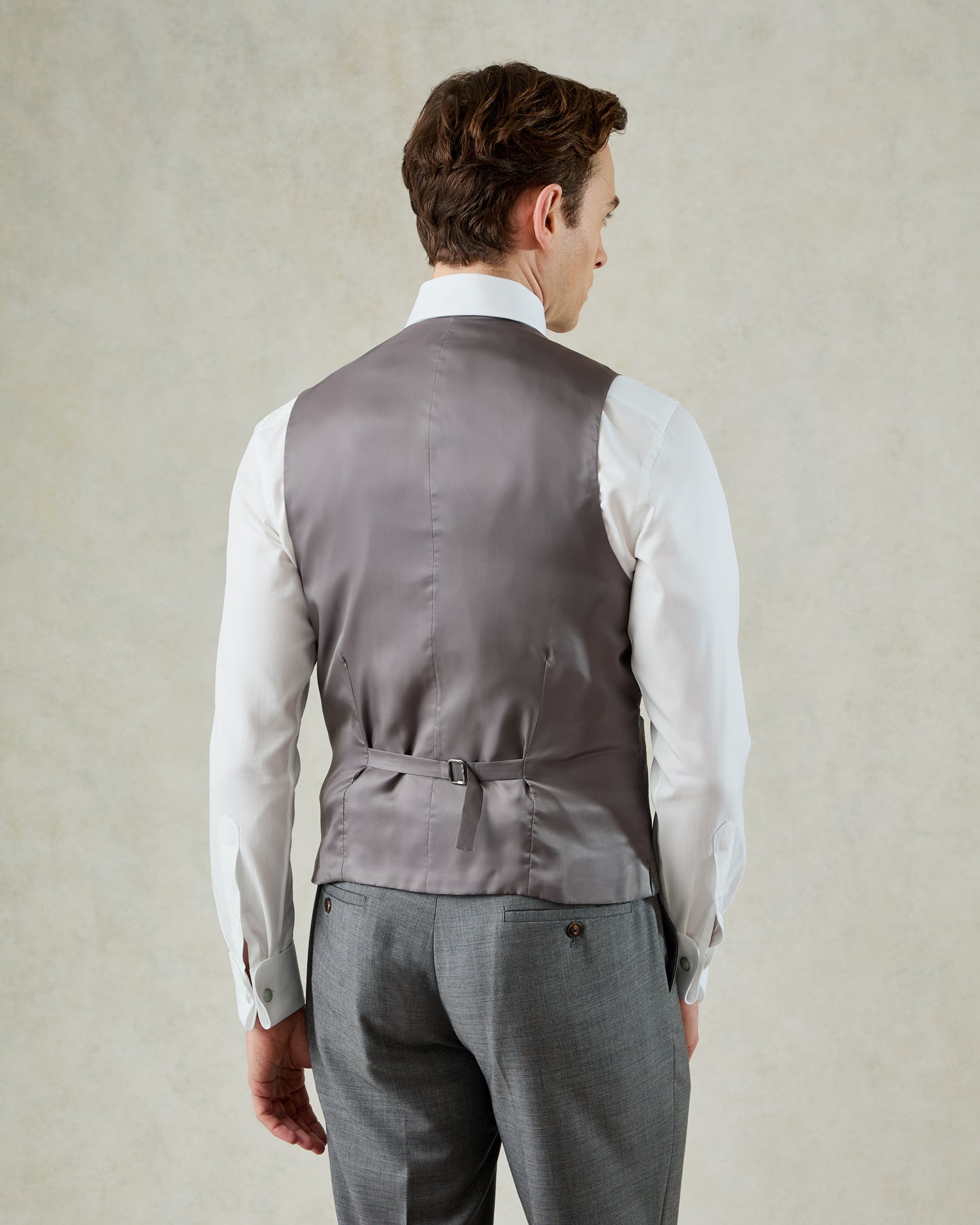 Torlese Double Breasted Virgin Wool Sharkskin Morning Waistcoat Grey