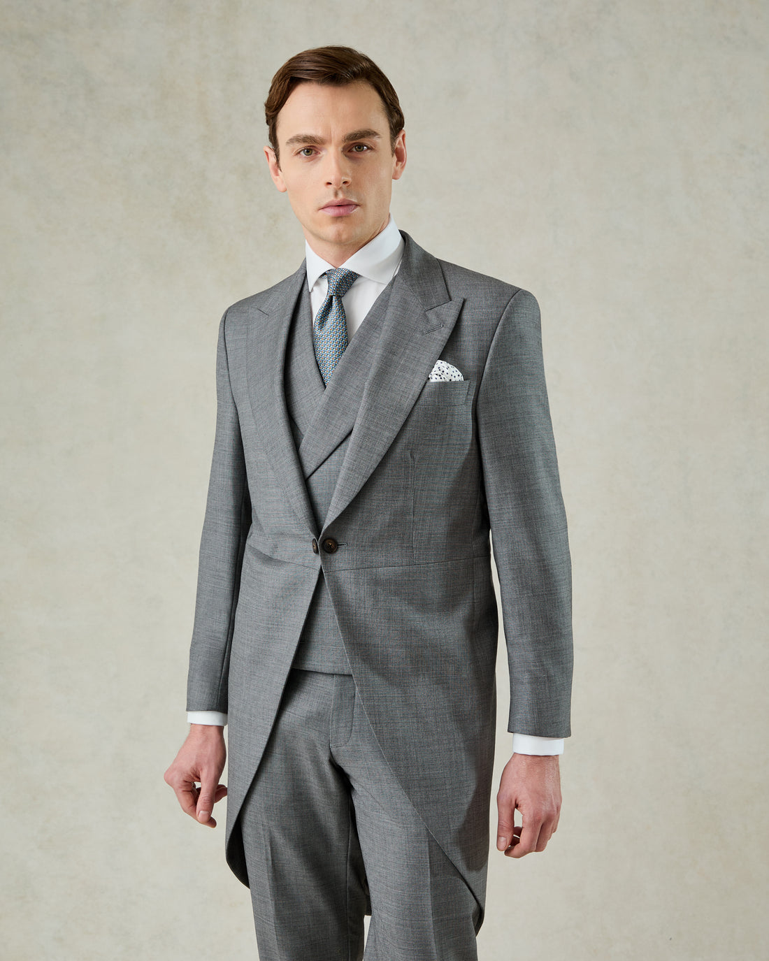 Torlese Double Breasted Virgin Wool Morning Suit Grey